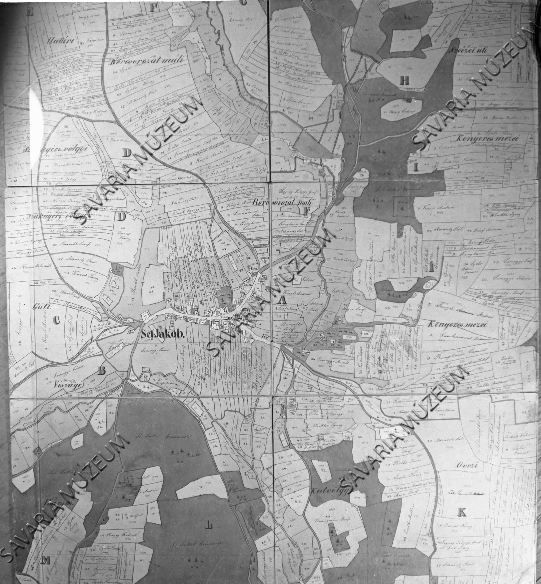 Hegyhátszentjakab kataszteri térképe (Savaria Megyei Hatókörű Városi Múzeum, Szombathely CC BY-NC-SA)
