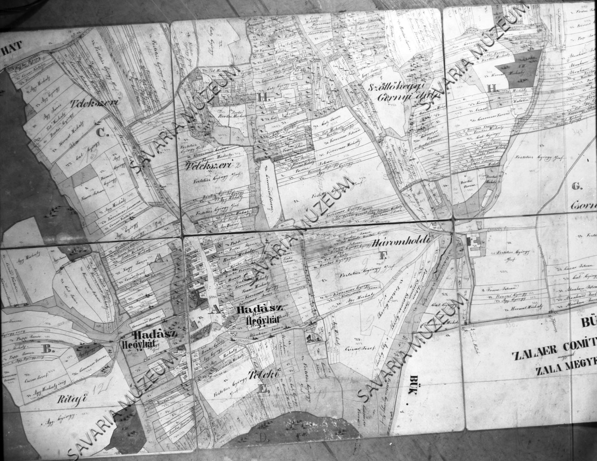 Hegyháthodász kataszteri térképe (Savaria Megyei Hatókörű Városi Múzeum, Szombathely CC BY-NC-SA)