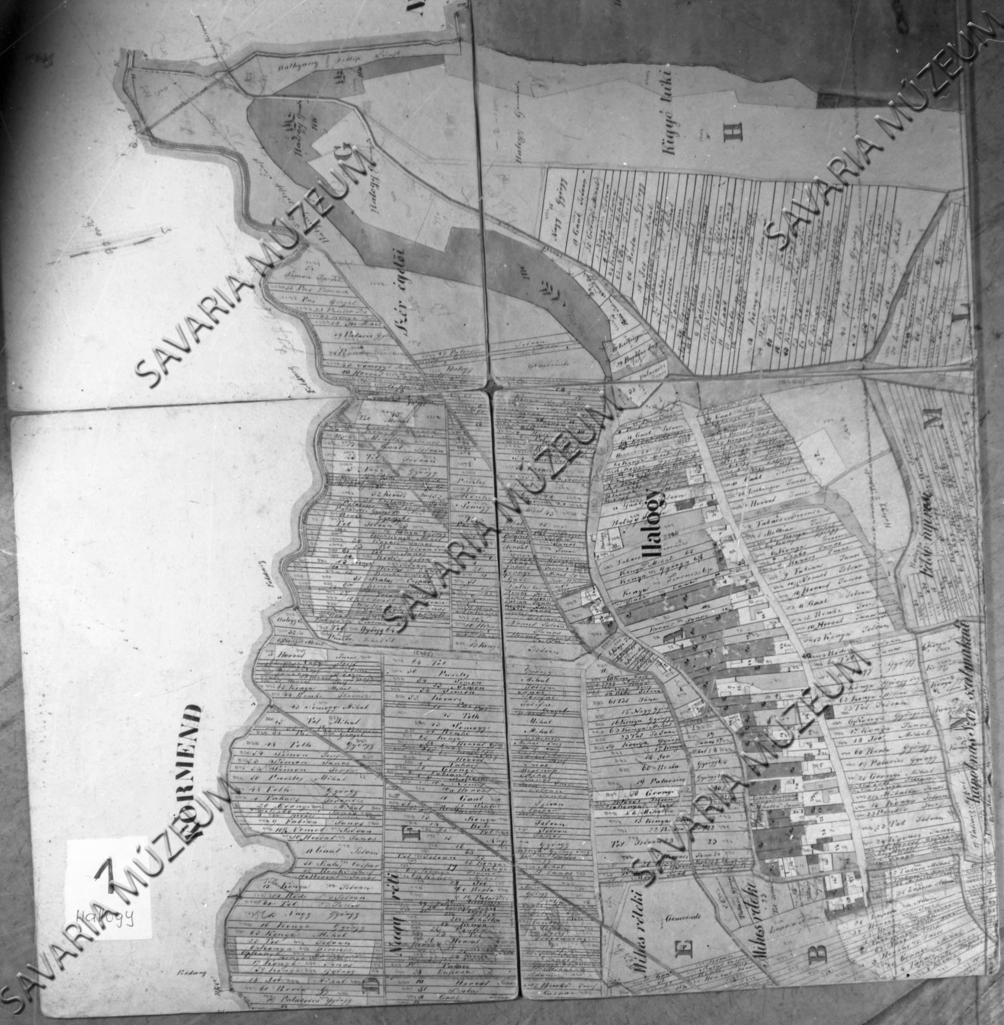 Halogy kataszteri térképe (Savaria Megyei Hatókörű Városi Múzeum, Szombathely CC BY-NC-SA)