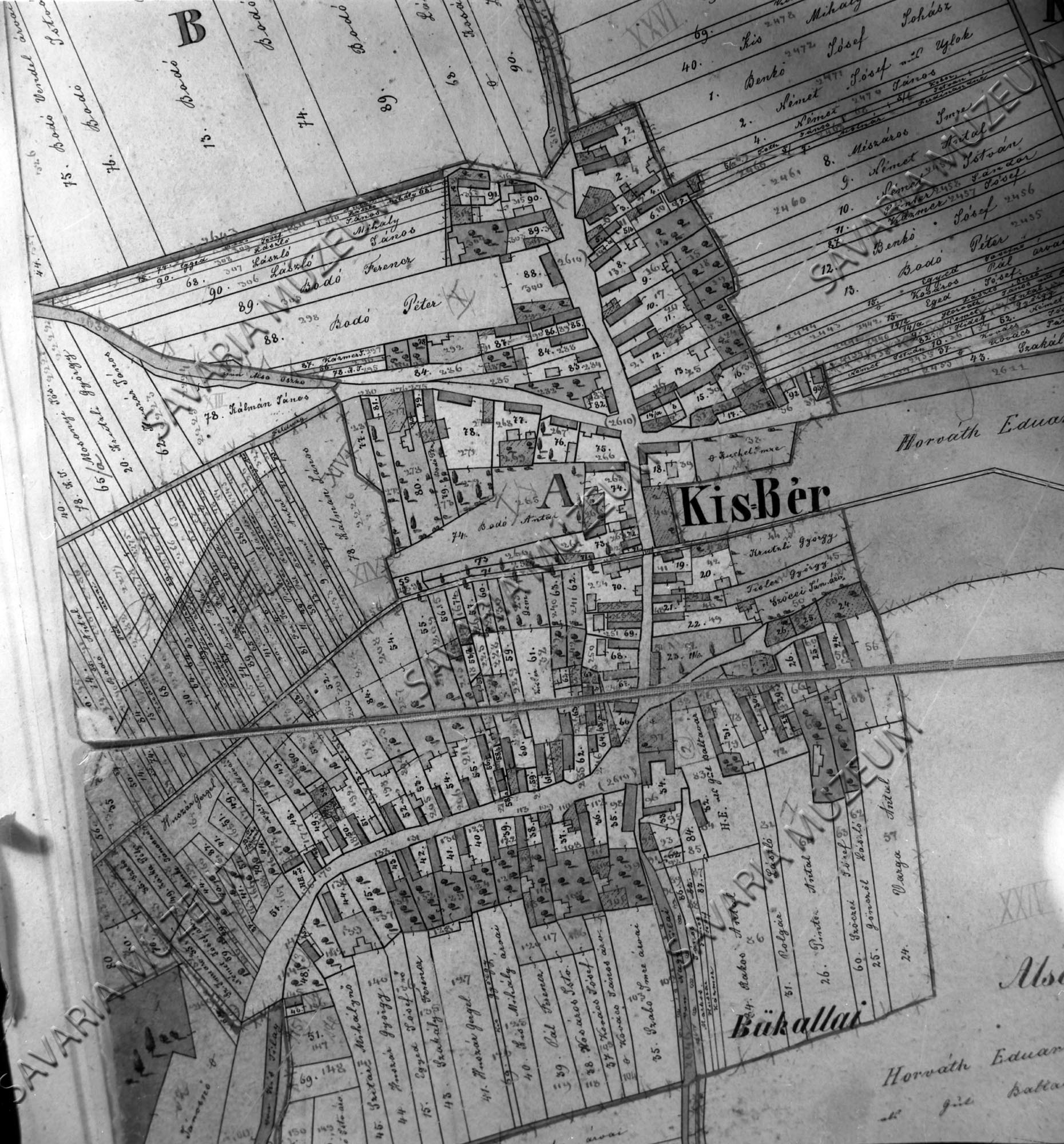Kisbér kataszteri térképe (Savaria Megyei Hatókörű Városi Múzeum, Szombathely CC BY-NC-SA)
