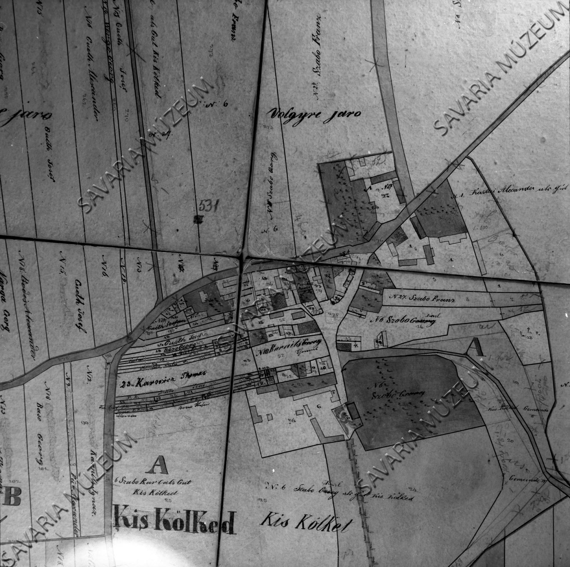 Kiskölked kataszteri térképe 1857 (Savaria Megyei Hatókörű Városi Múzeum, Szombathely CC BY-NC-SA)