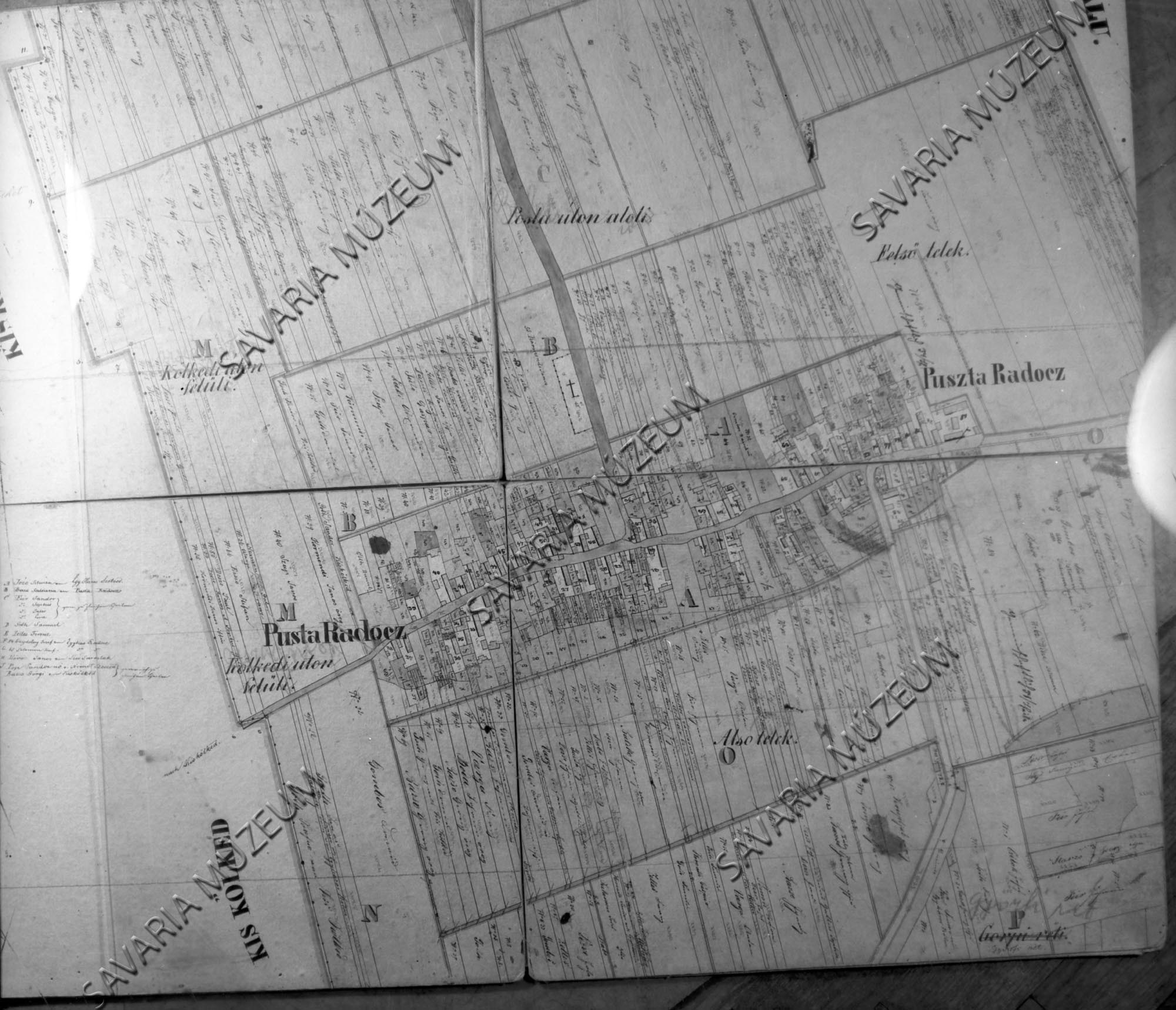 Pusztarádoc kataszteri térképe 1857 (Savaria Megyei Hatókörű Városi Múzeum, Szombathely CC BY-NC-SA)