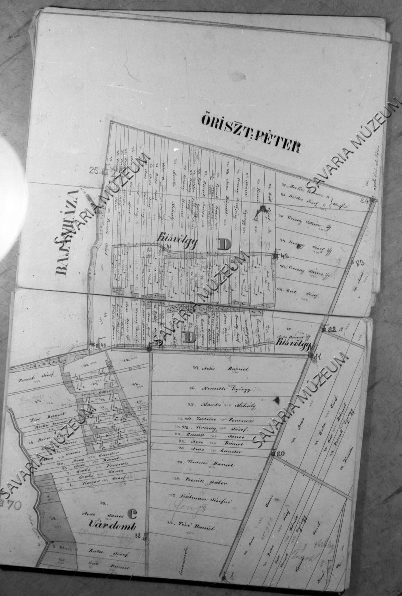 Kerkáskápolna kataszteri térképe 1860. (Savaria Megyei Hatókörű Városi Múzeum, Szombathely CC BY-NC-SA)