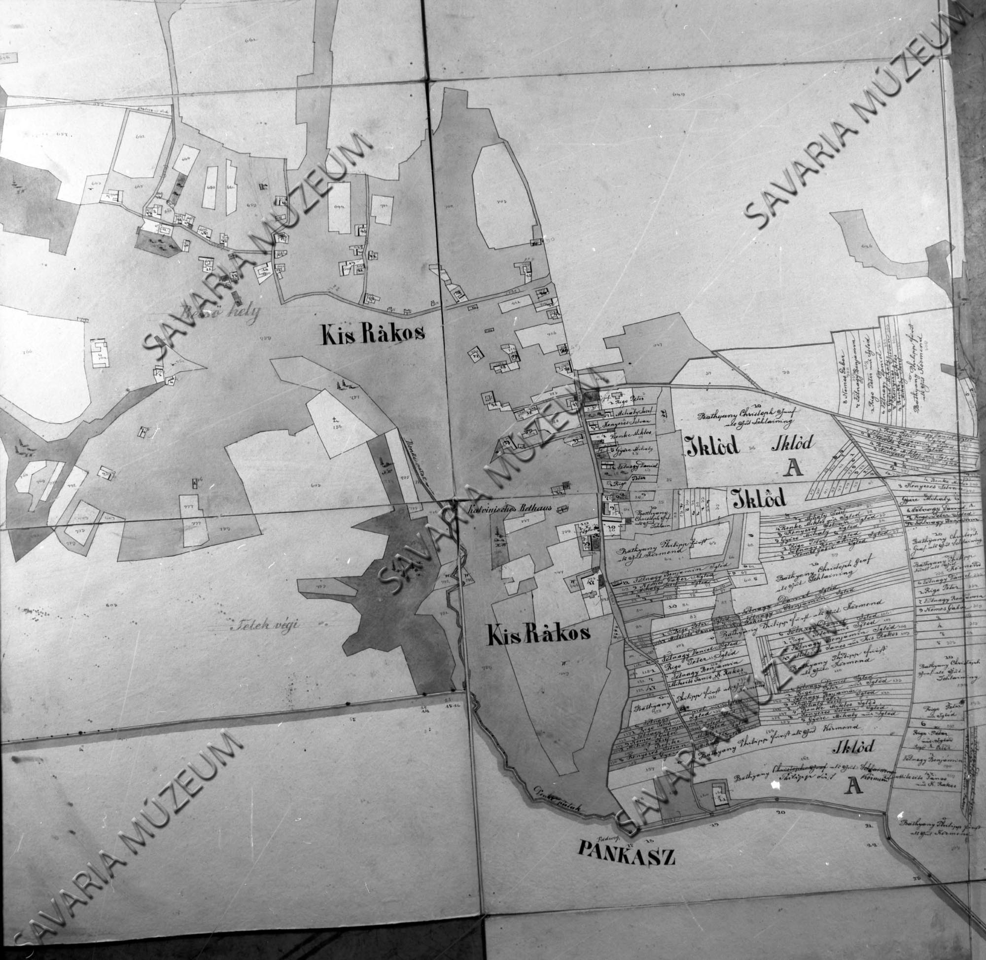 Kisrákos kataszteri térképe 1860. (Savaria Megyei Hatókörű Városi Múzeum, Szombathely CC BY-NC-SA)