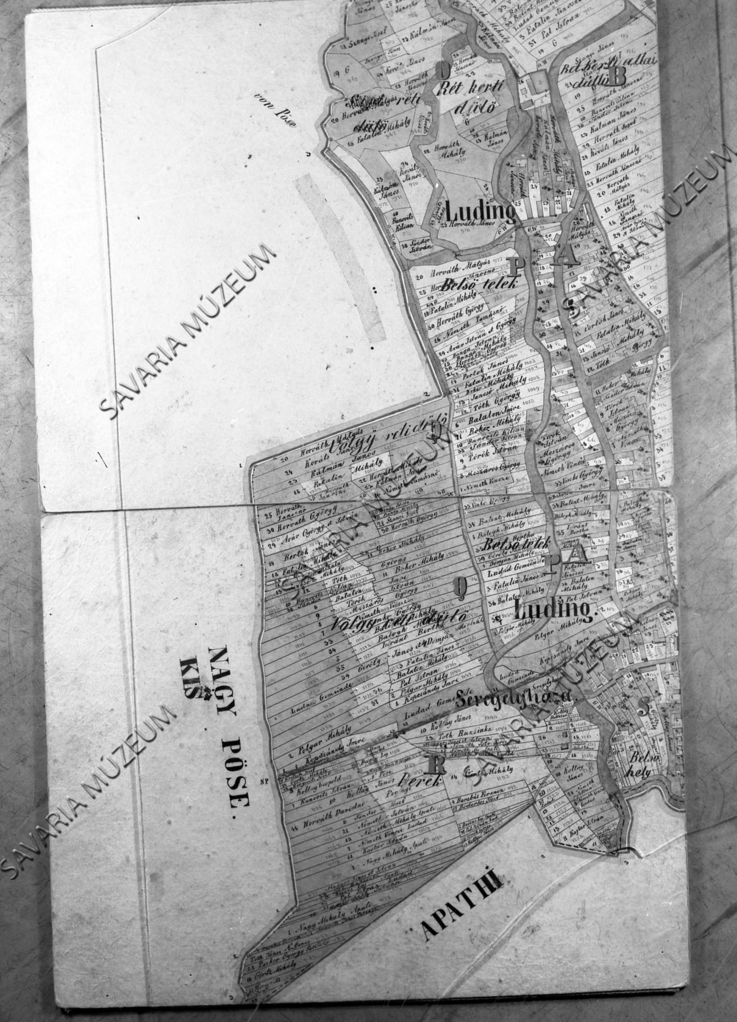 Ludad kataszteri térképe 1857. (Savaria Megyei Hatókörű Városi Múzeum, Szombathely CC BY-NC-SA)