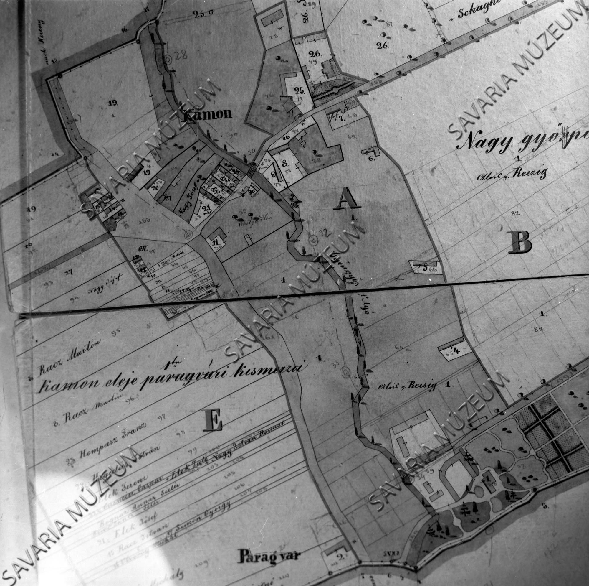 Kámon kataszteri térképe 1857. (Savaria Megyei Hatókörű Városi Múzeum, Szombathely CC BY-NC-SA)
