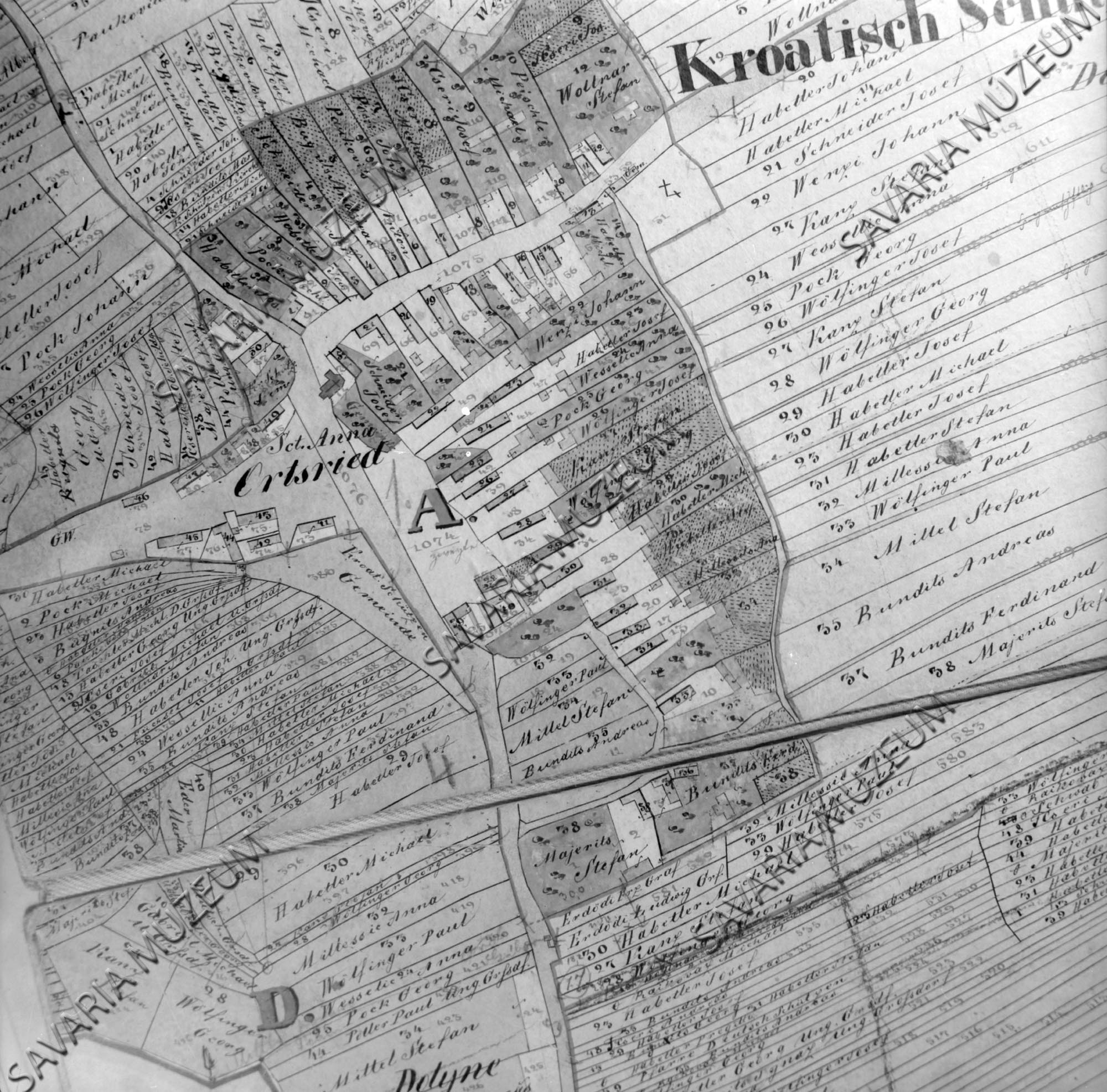 Horvátlövő kataszteri térképe 1857. (Savaria Megyei Hatókörű Városi Múzeum, Szombathely CC BY-NC-SA)