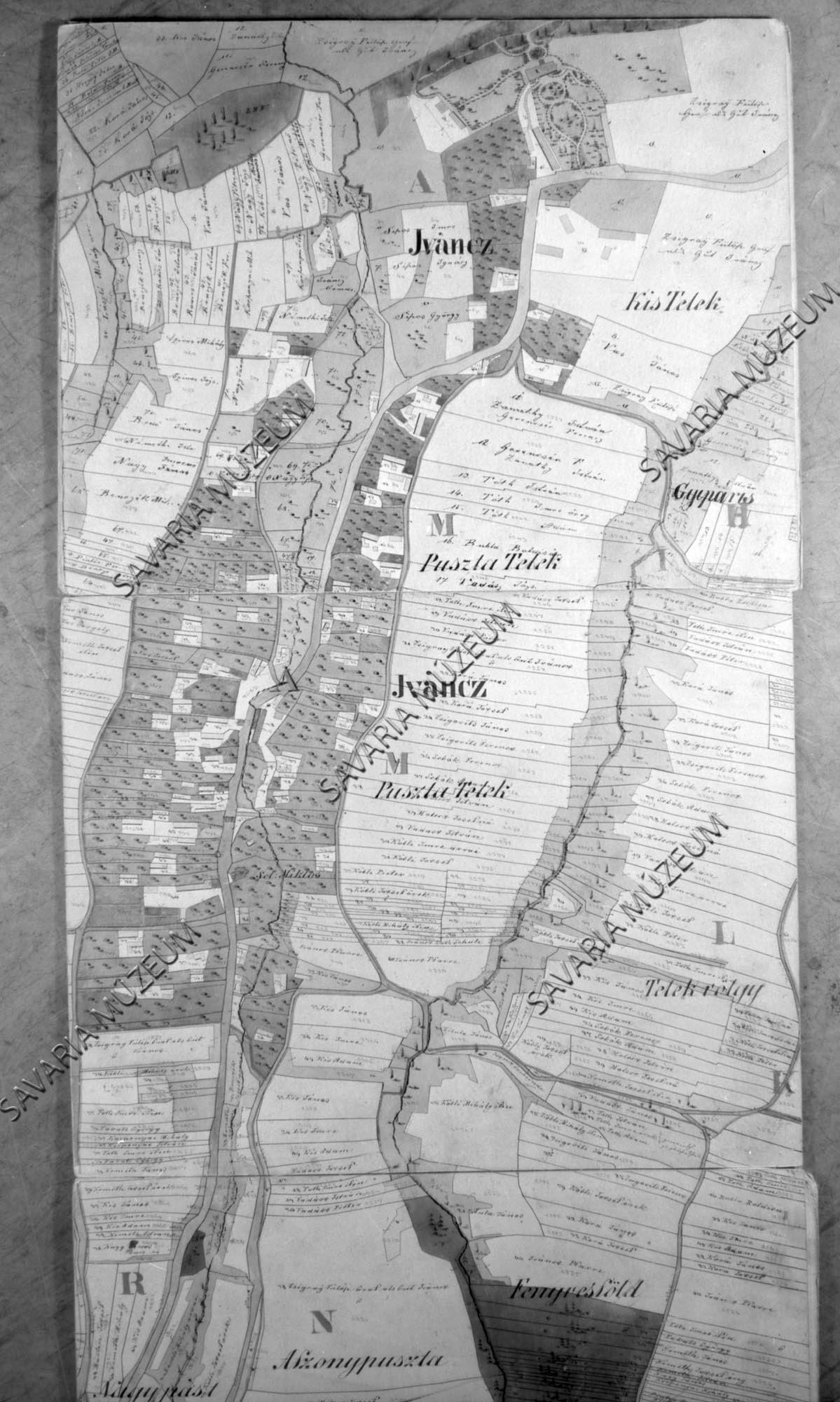 Ivánc kataszteri térképe 1858. (Savaria Megyei Hatókörű Városi Múzeum, Szombathely CC BY-NC-SA)