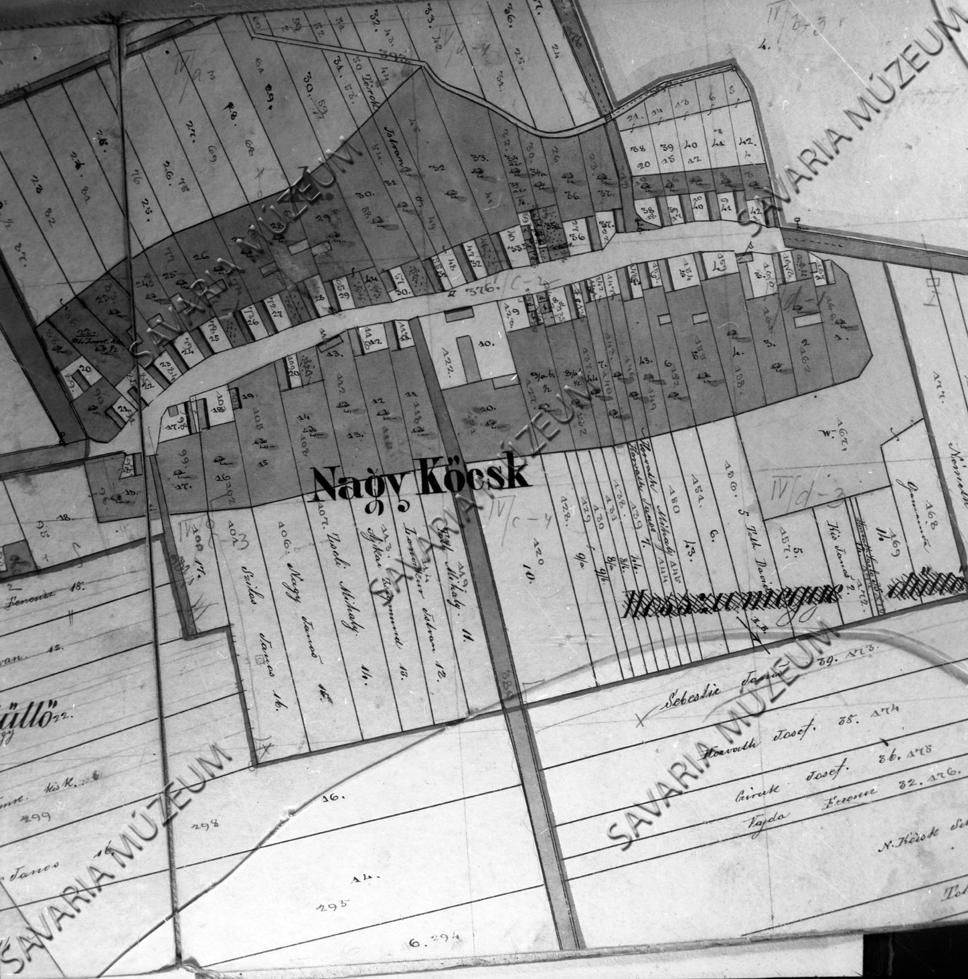 Nagyköcs kataszteri térképe 1857. (Savaria Megyei Hatókörű Városi Múzeum, Szombathely CC BY-NC-SA)