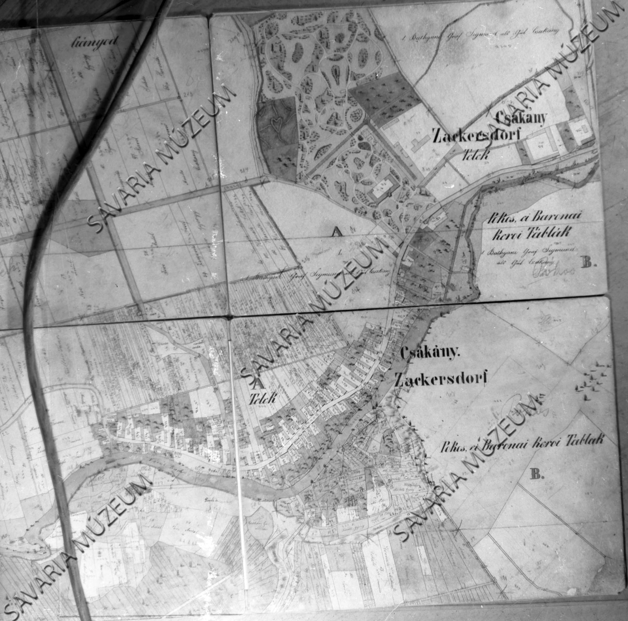 Csákány kataszteri térképe 1858. (Savaria Megyei Hatókörű Városi Múzeum, Szombathely CC BY-NC-SA)