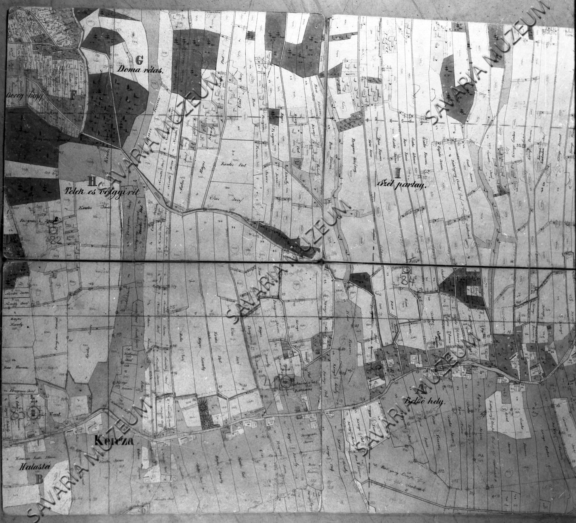 Kerca kataszteri térképe 1859. (Savaria Megyei Hatókörű Városi Múzeum, Szombathely CC BY-NC-SA)