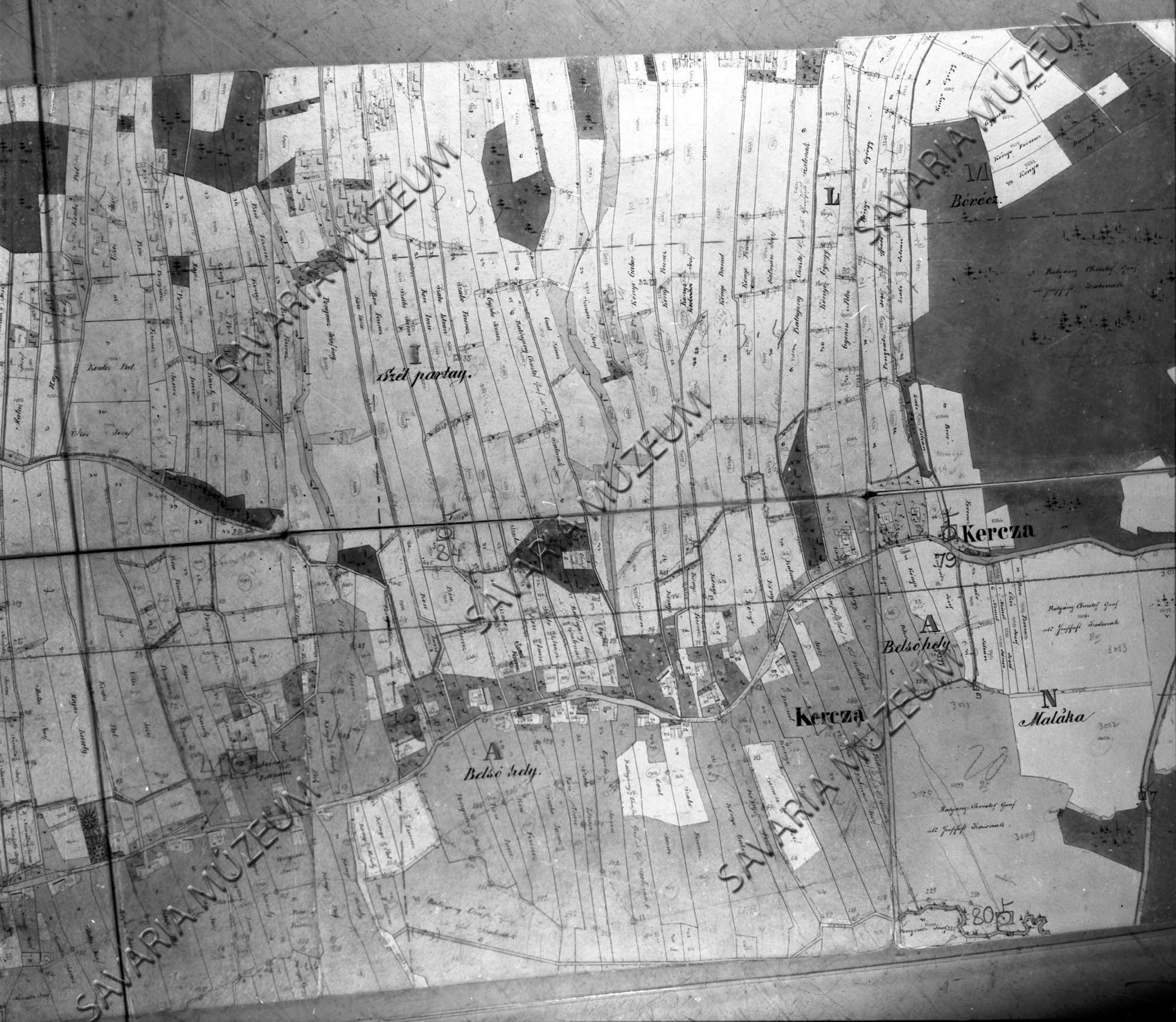 Kerca kataszteri térképe (Savaria Megyei Hatókörű Városi Múzeum, Szombathely CC BY-NC-SA)