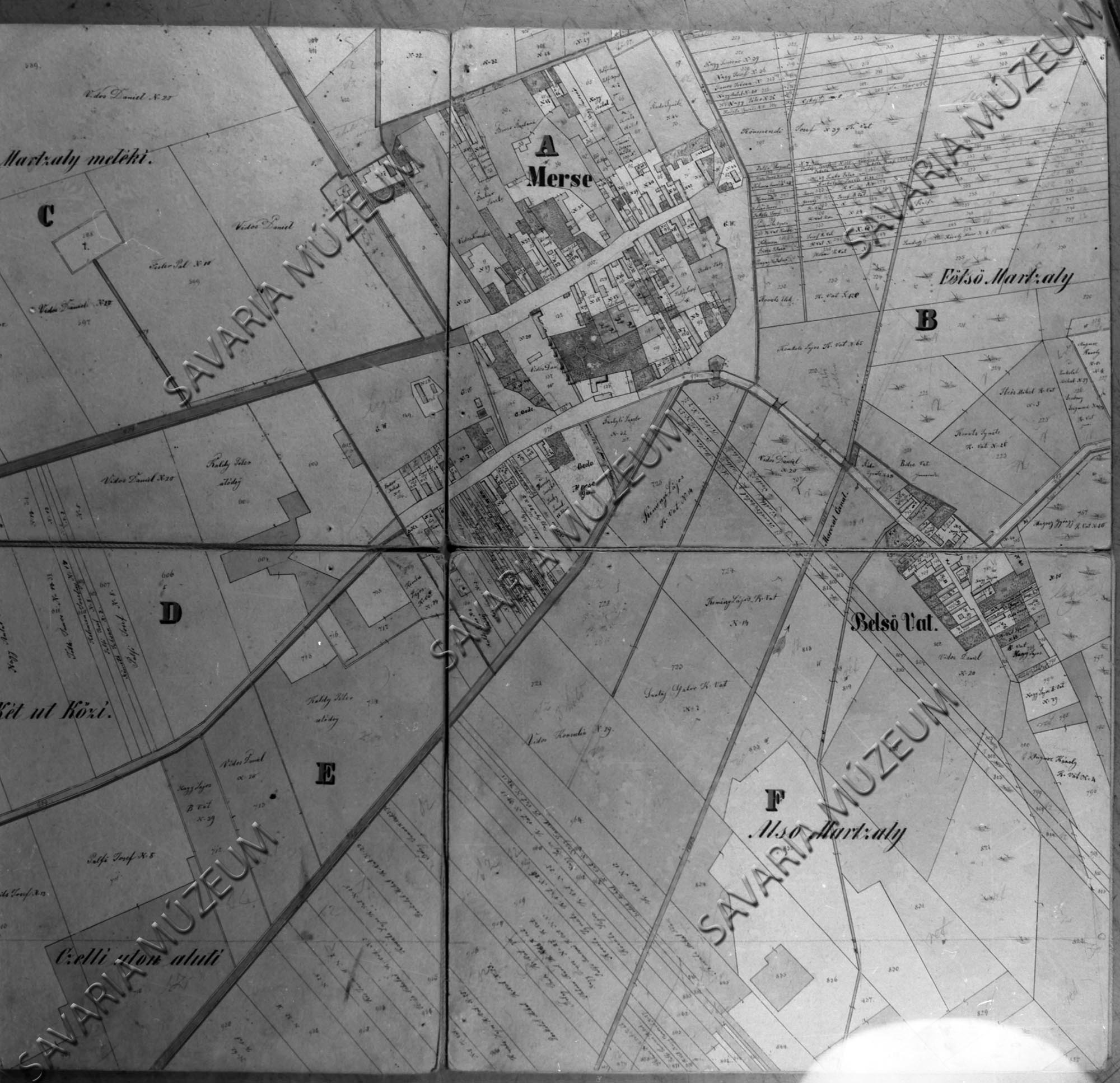 Merse kataszteri térképe 1857. (Savaria Megyei Hatókörű Városi Múzeum, Szombathely CC BY-NC-SA)