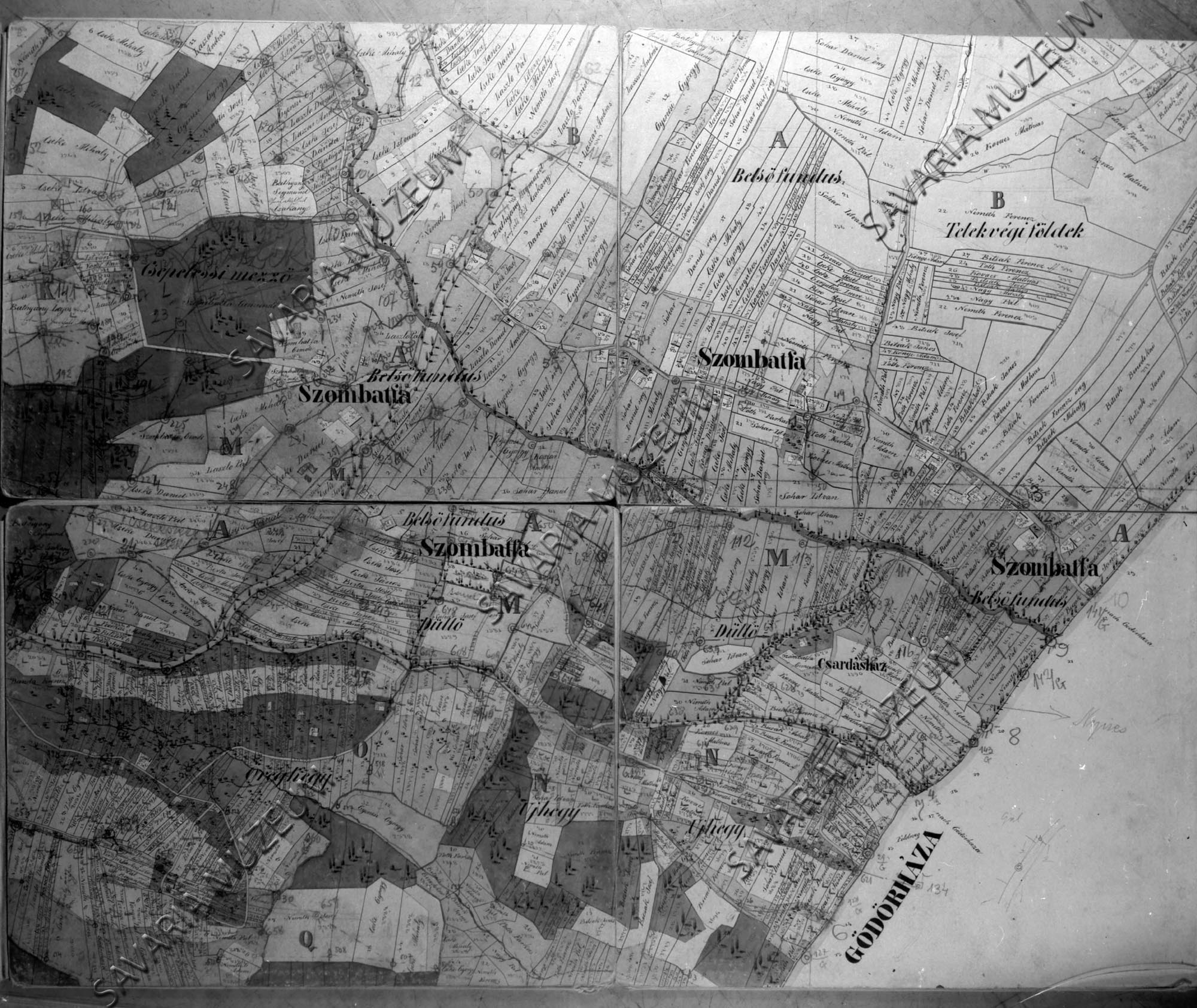 Szombatfa kataszteri térképe 1860. (Savaria Megyei Hatókörű Városi Múzeum, Szombathely CC BY-NC-SA)