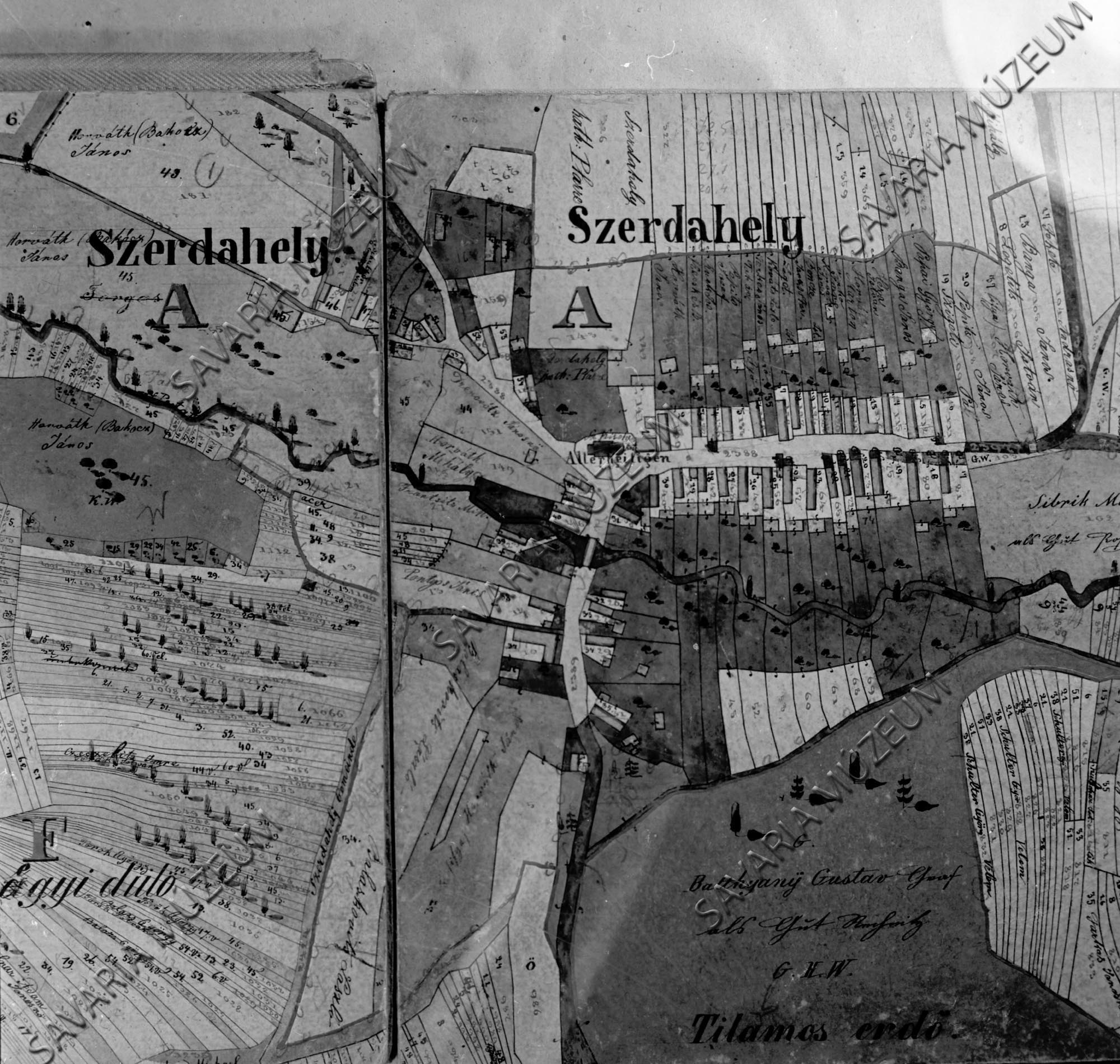 Szerdahely kataszteri térképe 1857. (Savaria Megyei Hatókörű Városi Múzeum, Szombathely CC BY-NC-SA)