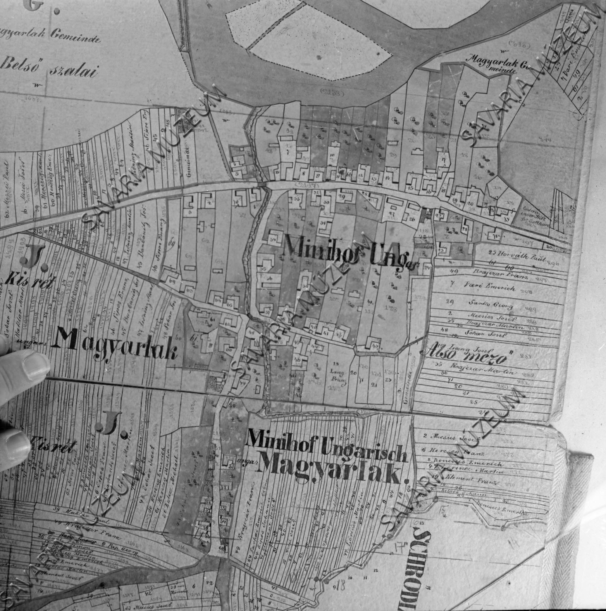 Magyarlak kataszteri térképe 1857. (Savaria Megyei Hatókörű Városi Múzeum, Szombathely CC BY-NC-SA)