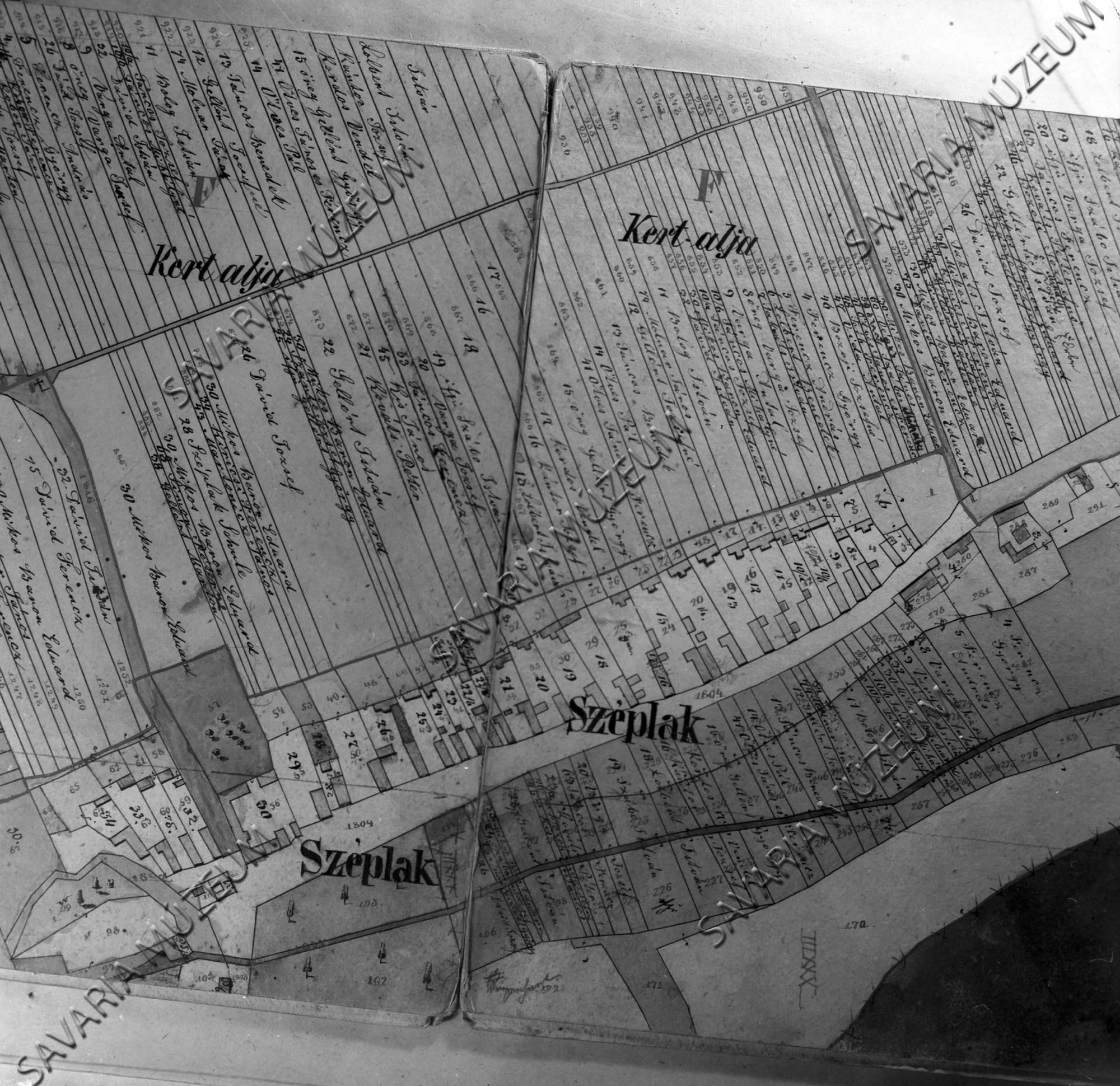 Széplak kataszteri térképe 1857. (Savaria Megyei Hatókörű Városi Múzeum, Szombathely CC BY-NC-SA)