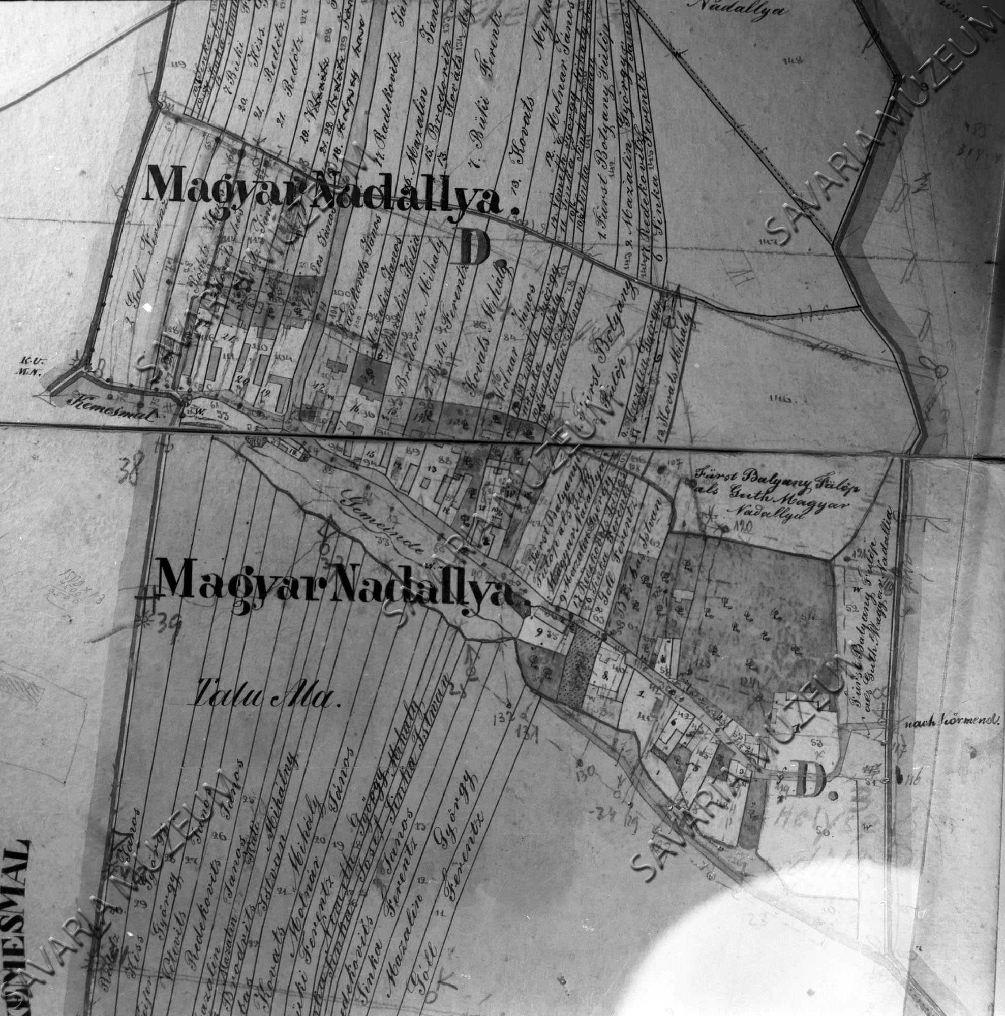 Magyarnádalja kataszteri térképe 1857. (Savaria Megyei Hatókörű Városi Múzeum, Szombathely CC BY-NC-SA)