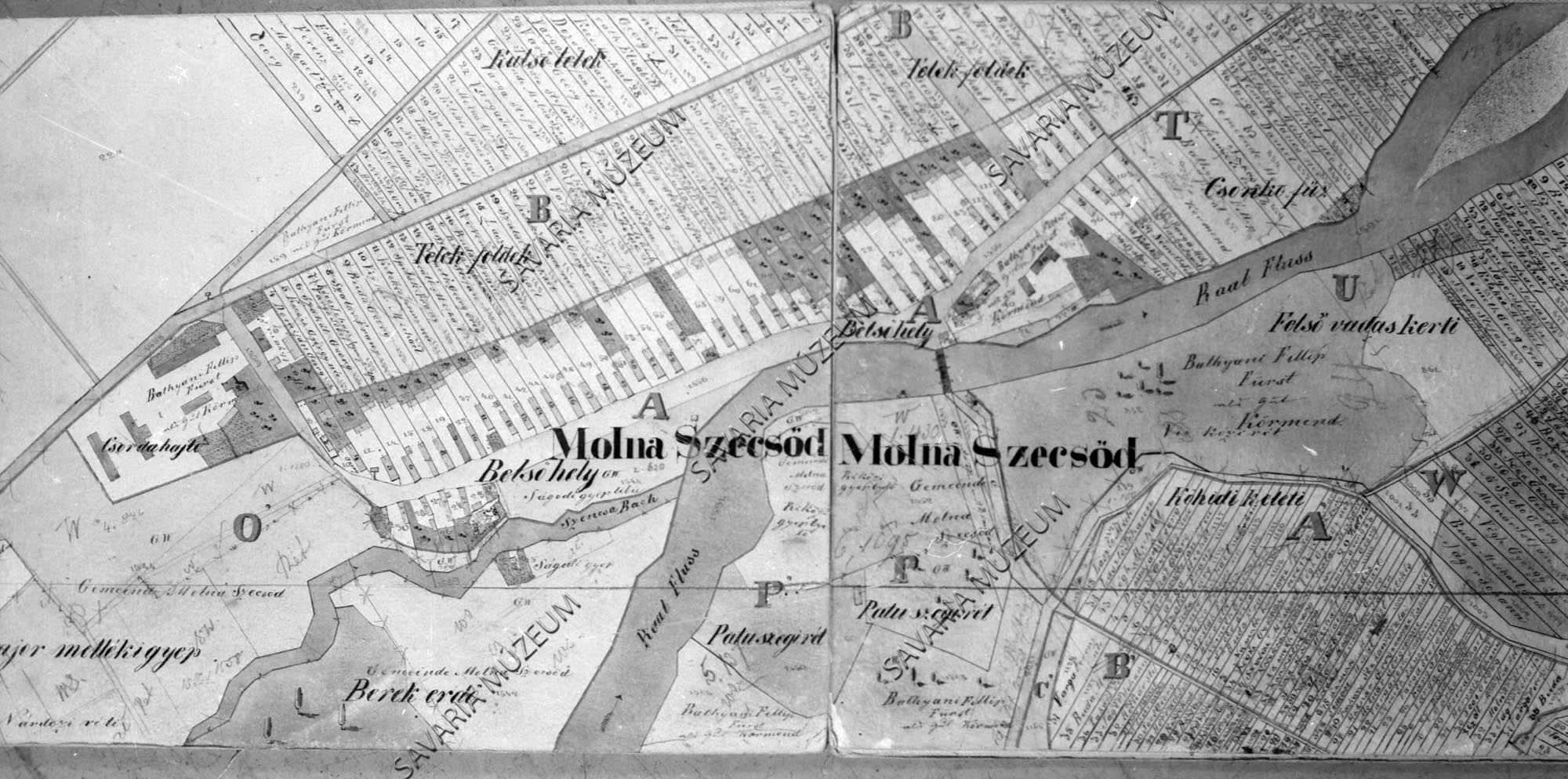 Molnaszecsőd kataszteri térképe (Savaria Megyei Hatókörű Városi Múzeum, Szombathely CC BY-NC-SA)