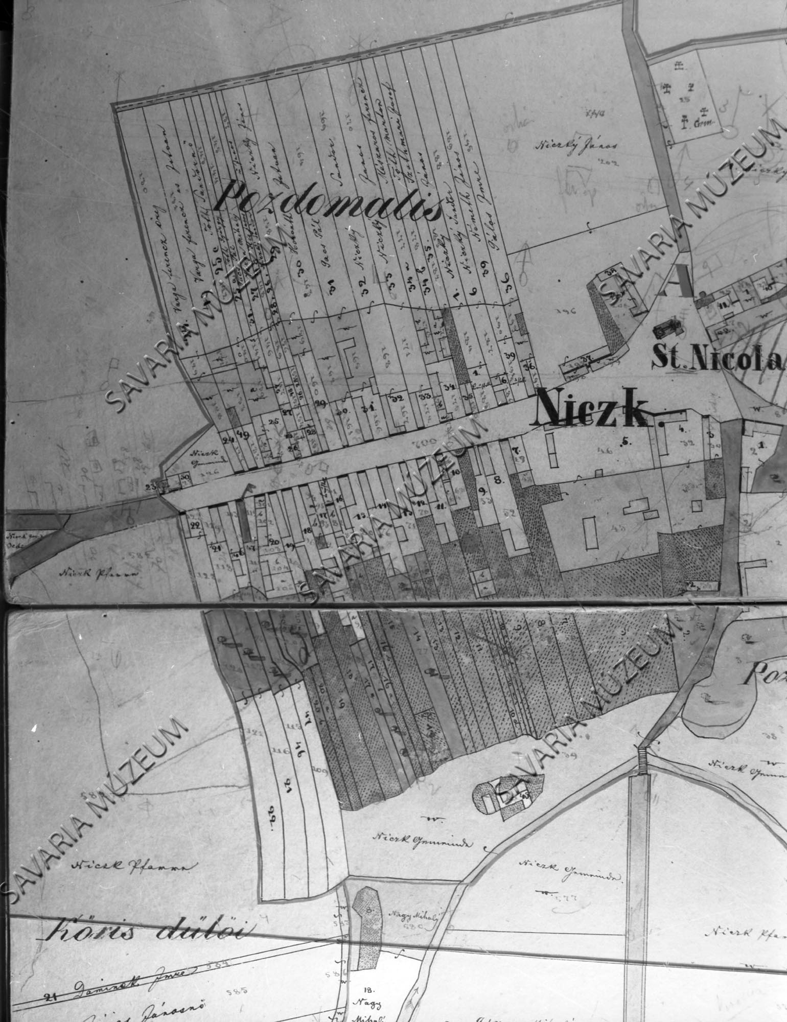 Nick kataszteri térképe 1857. (Savaria Megyei Hatókörű Városi Múzeum, Szombathely CC BY-NC-SA)