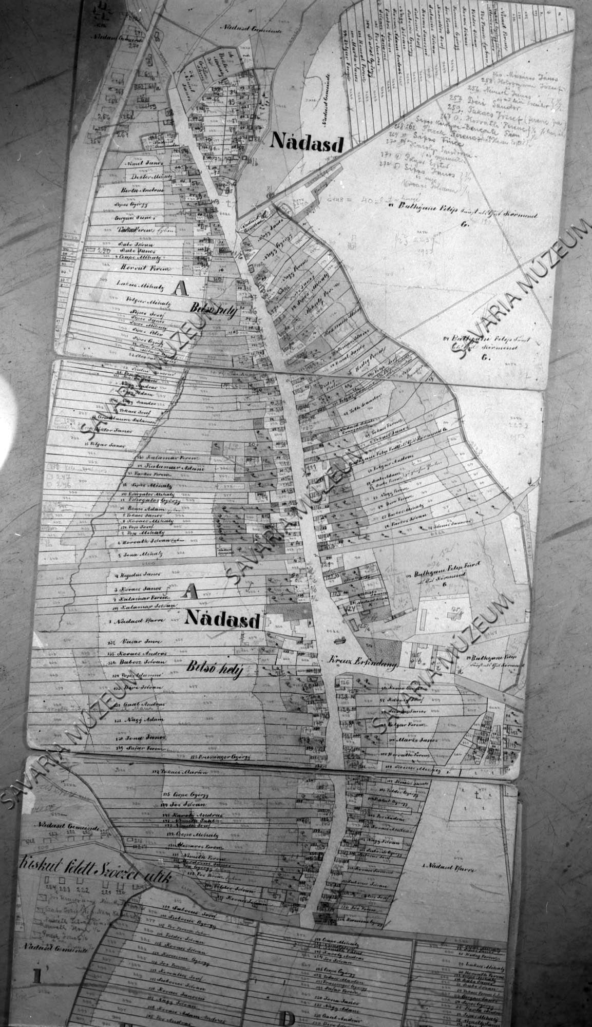 Nádasd kataszteri térképe 1858. (Savaria Megyei Hatókörű Városi Múzeum, Szombathely CC BY-NC-SA)
