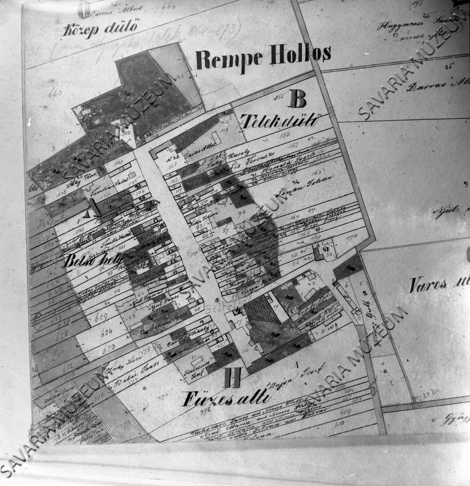 Rempehollós kataszteri térképe 1857. (Savaria Megyei Hatókörű Városi Múzeum, Szombathely CC BY-NC-SA)