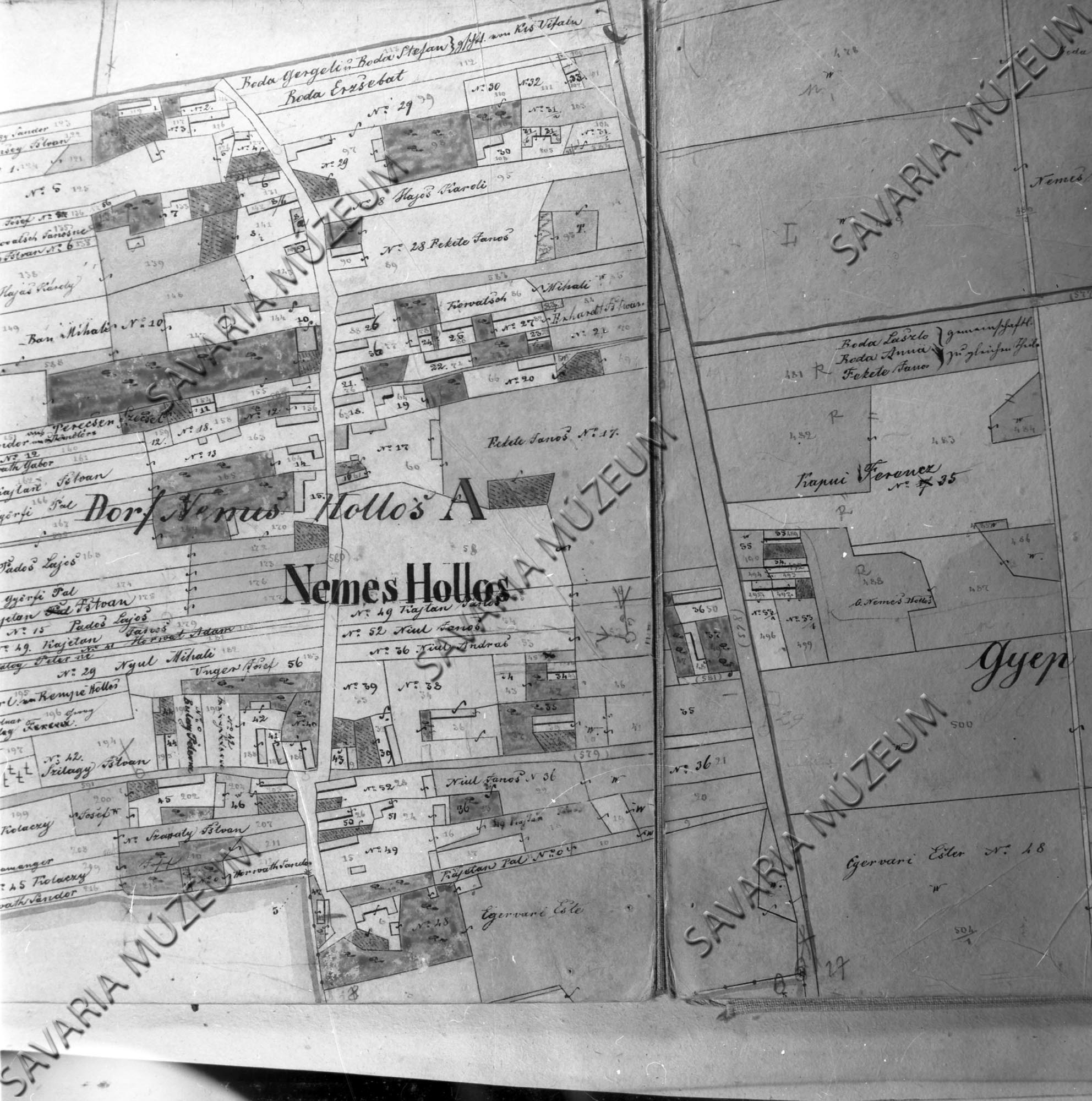 Nemeshollós kataszteri térképe 1857. (Savaria Megyei Hatókörű Városi Múzeum, Szombathely CC BY-NC-SA)