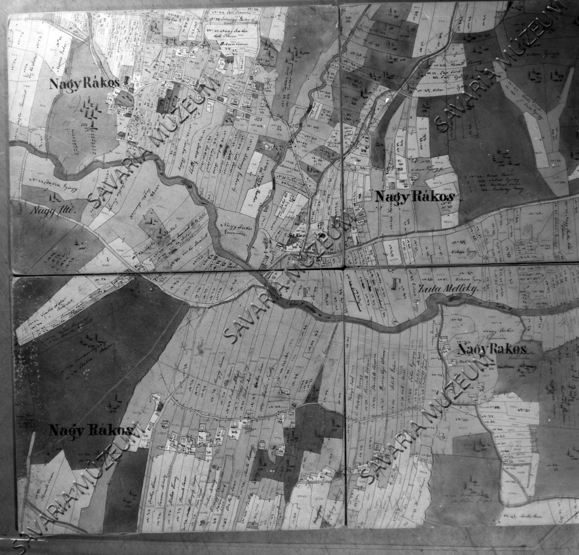 Nagyrákos kataszteri térképe 1860. (Savaria Megyei Hatókörű Városi Múzeum, Szombathely CC BY-NC-SA)