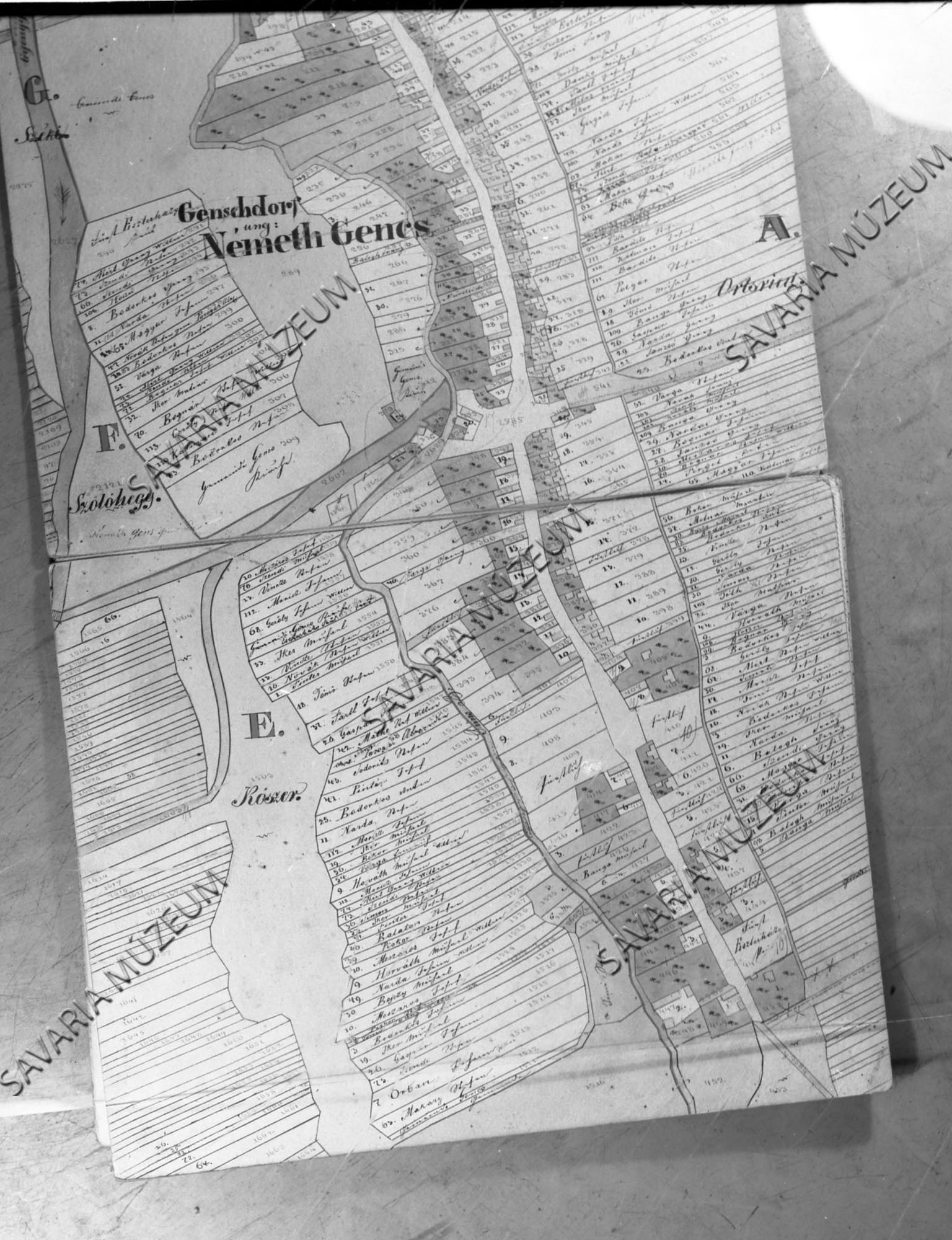 Németgenes kataszteri térképe 1857. (Savaria Megyei Hatókörű Városi Múzeum, Szombathely CC BY-NC-SA)