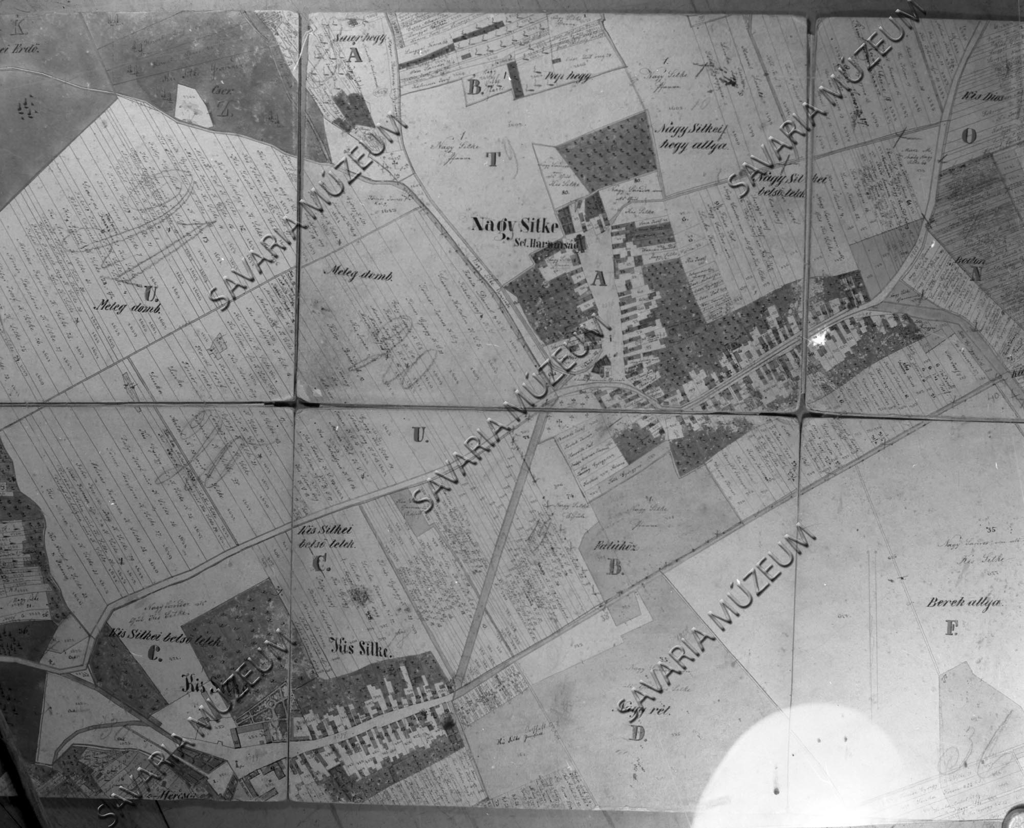 Nagysitke és Kissitke kataszteri térképe 1857. (Savaria Megyei Hatókörű Városi Múzeum, Szombathely CC BY-NC-SA)