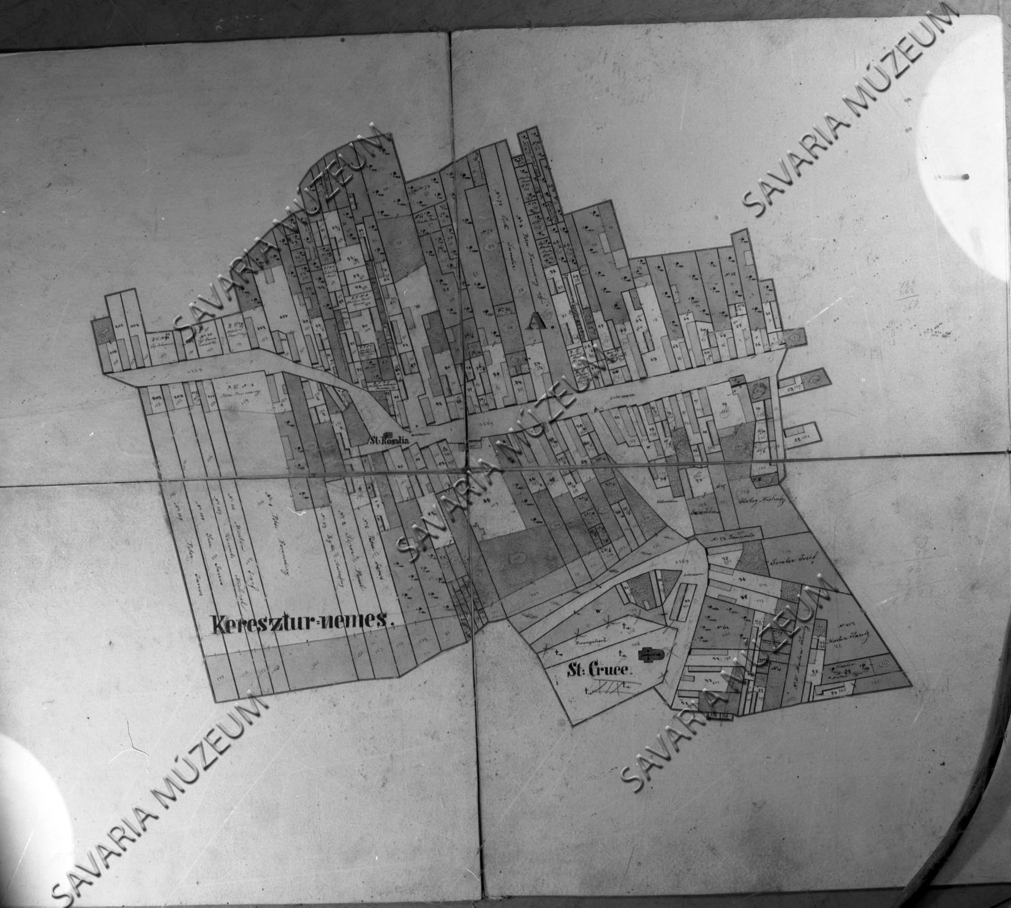 Nemeskeresztúr kataszteri térképe 1857. (Savaria Megyei Hatókörű Városi Múzeum, Szombathely CC BY-NC-SA)