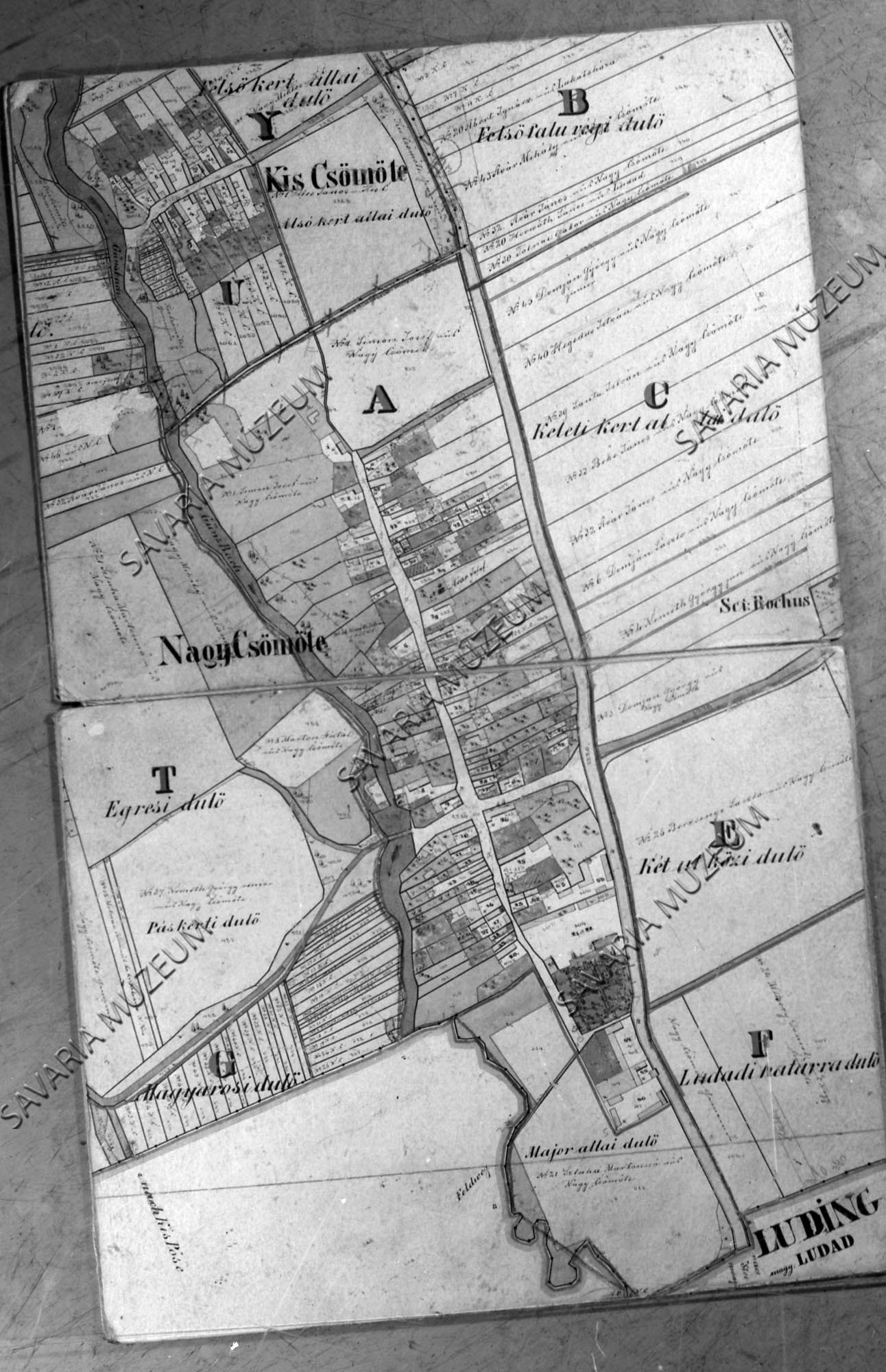 Nagycsömöte és Kiscsömöte kataszteri térképe 1857. (Savaria Megyei Hatókörű Városi Múzeum, Szombathely CC BY-NC-SA)