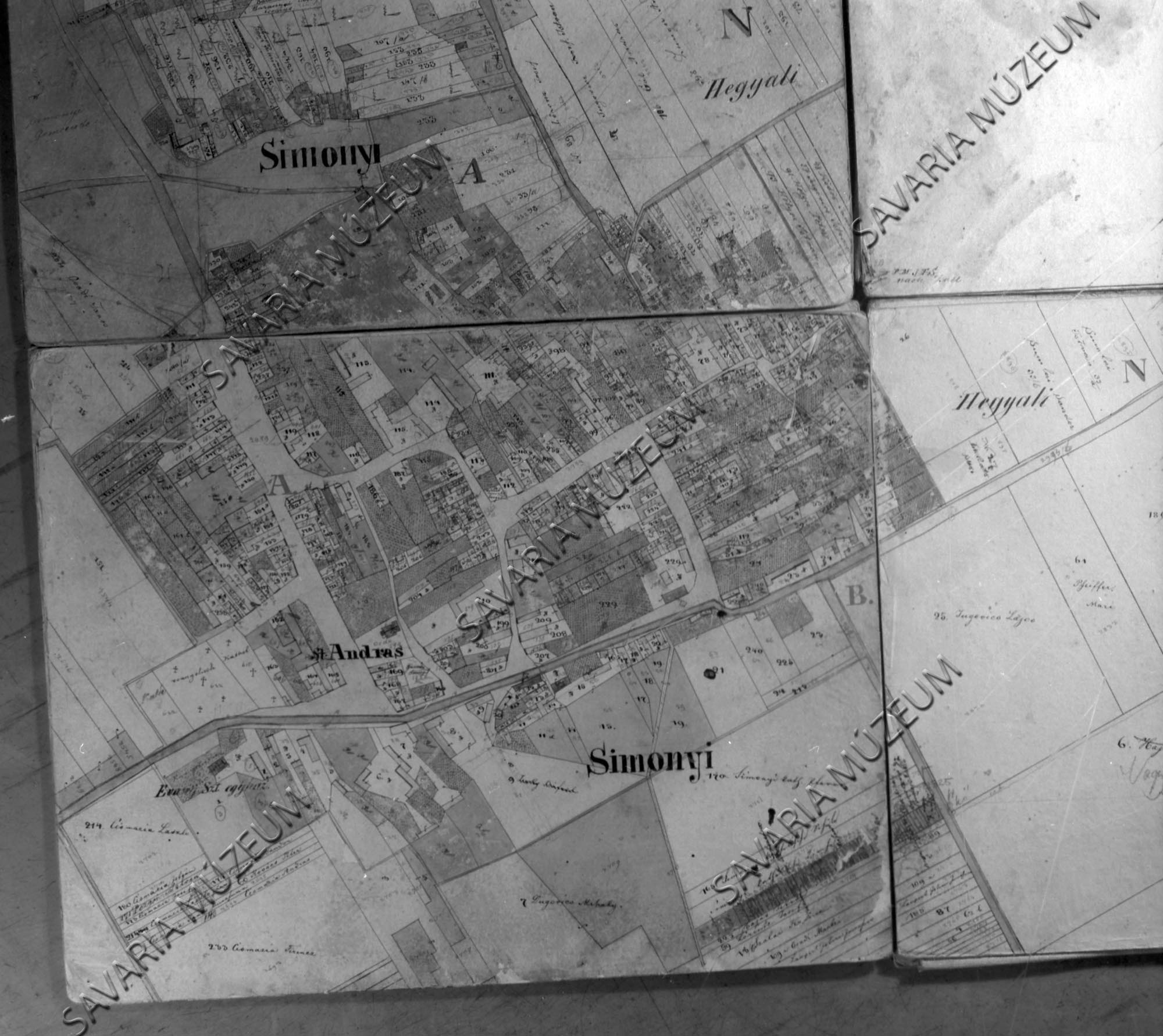 Simonyi kataszteri térképe 1857. (Savaria Megyei Hatókörű Városi Múzeum, Szombathely CC BY-NC-SA)
