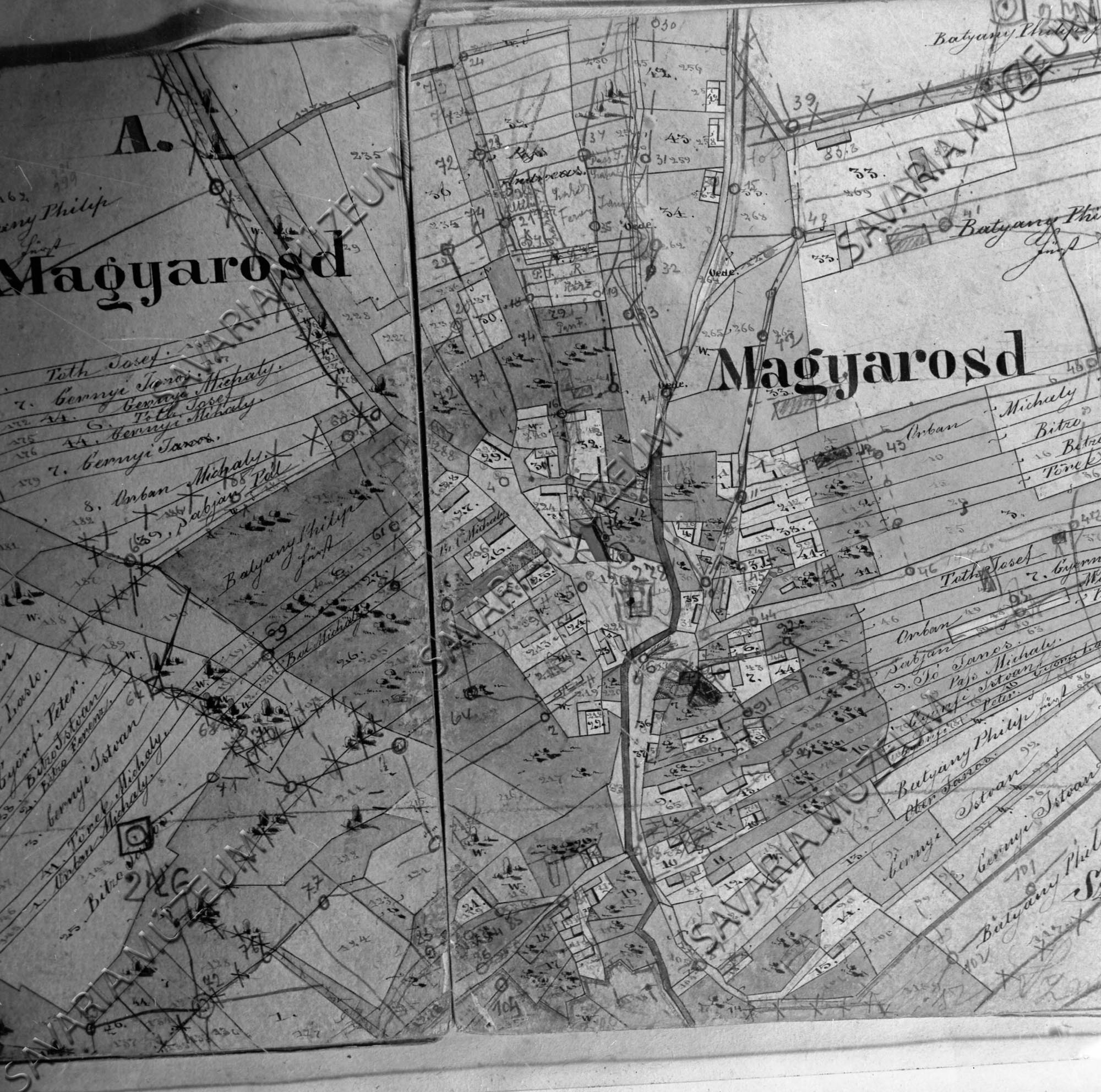 Magyarósd kataszteri térképe (Savaria Megyei Hatókörű Városi Múzeum, Szombathely CC BY-NC-SA)