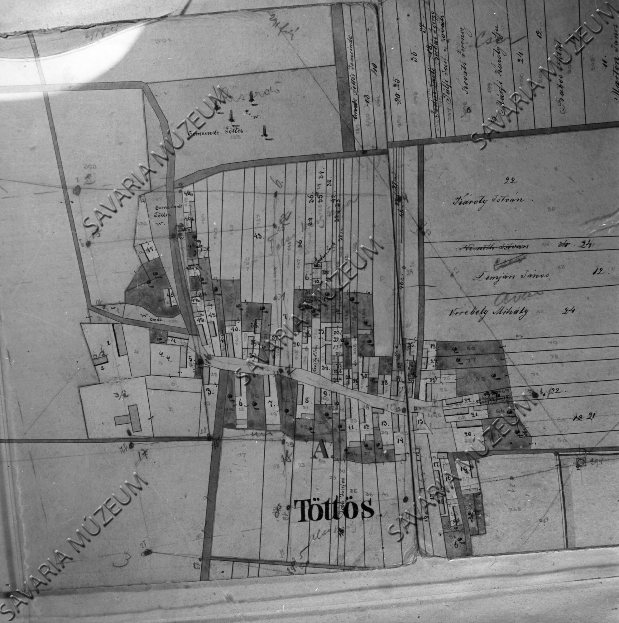 Tőttős kataszteri térképe (Savaria Megyei Hatókörű Városi Múzeum, Szombathely CC BY-NC-SA)