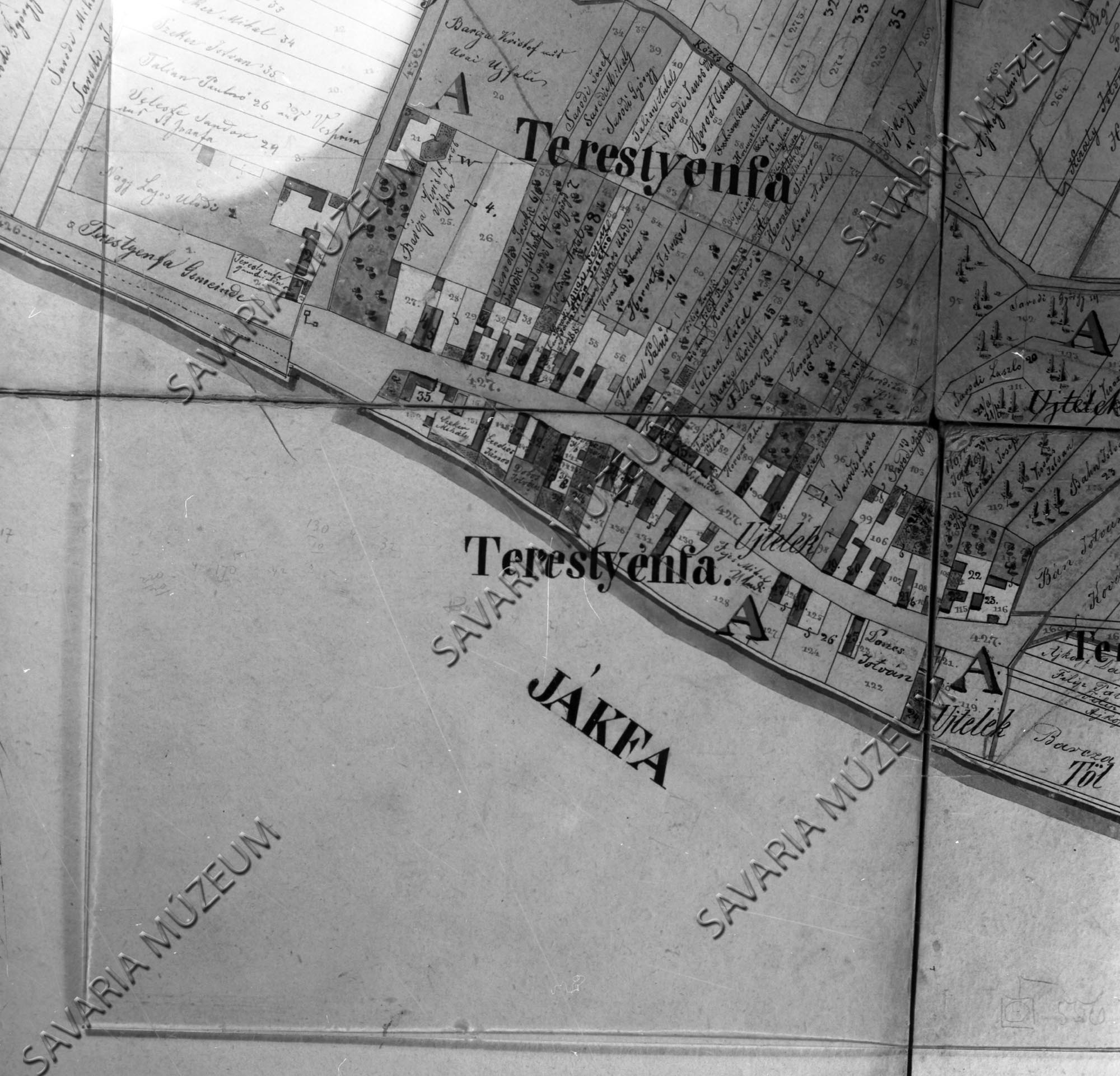 Terestyénfa kataszteri térképe (Savaria Megyei Hatókörű Városi Múzeum, Szombathely CC BY-NC-SA)