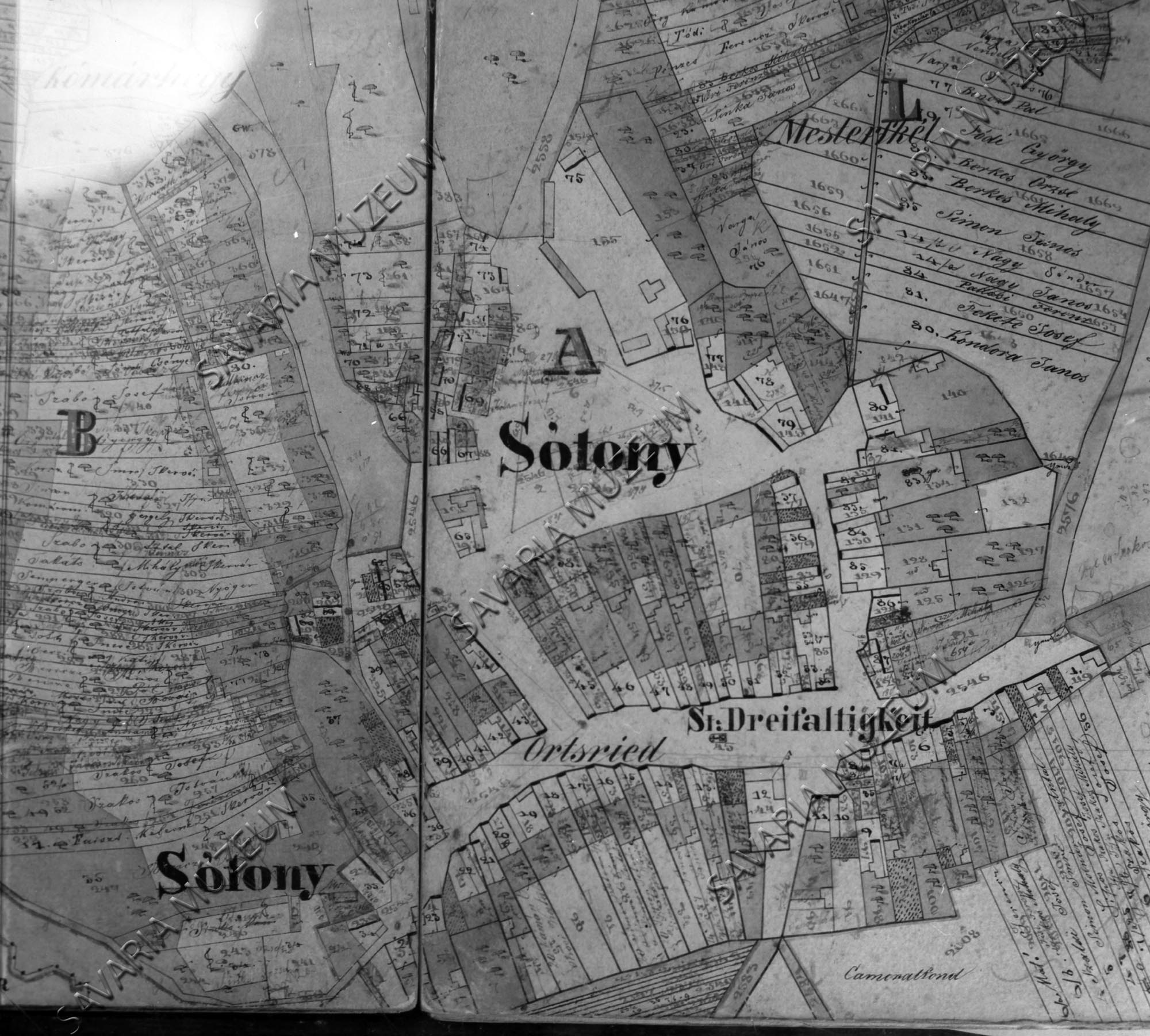 Sótony kataszteri térképe (Savaria Megyei Hatókörű Városi Múzeum, Szombathely CC BY-NC-SA)