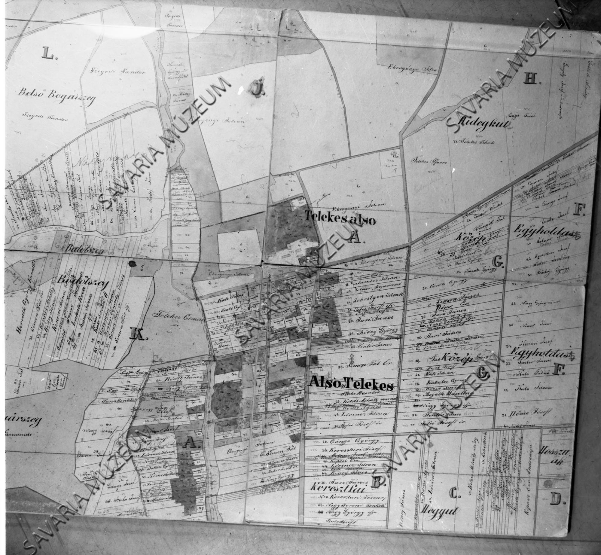 Alsótelekes kataszteri térképe (Savaria Megyei Hatókörű Városi Múzeum, Szombathely CC BY-NC-SA)