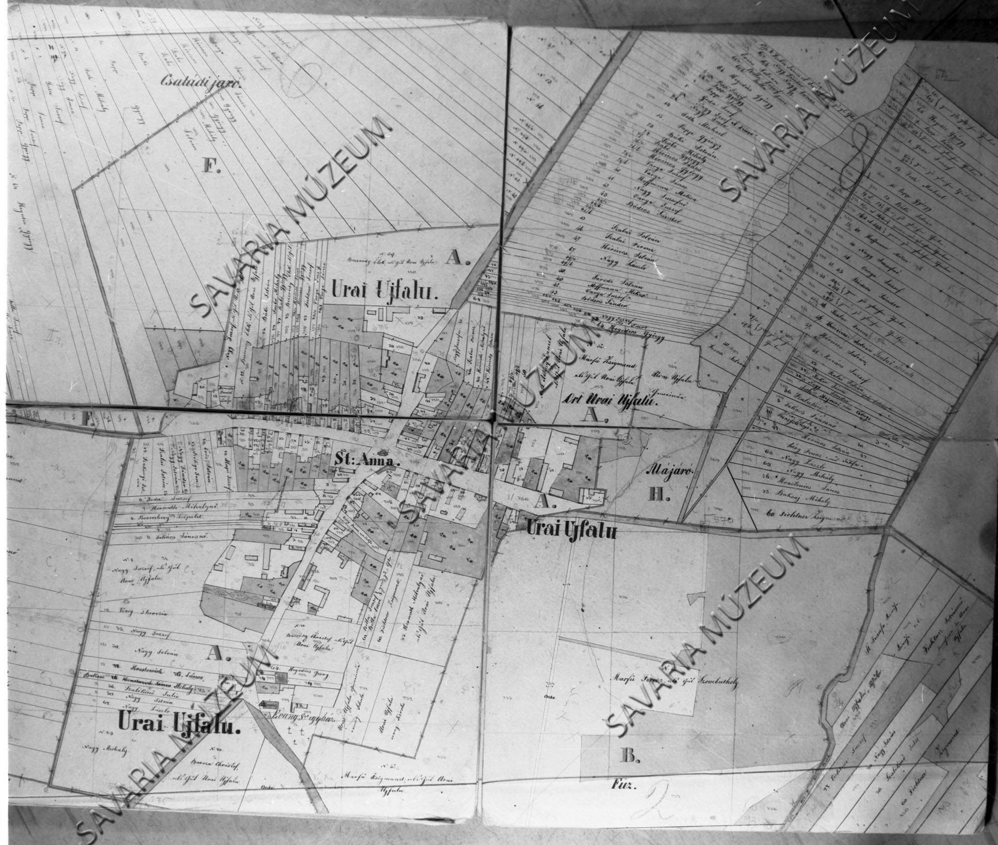 Uraiújfalu kataszteri térképe (Savaria Megyei Hatókörű Városi Múzeum, Szombathely CC BY-NC-SA)
