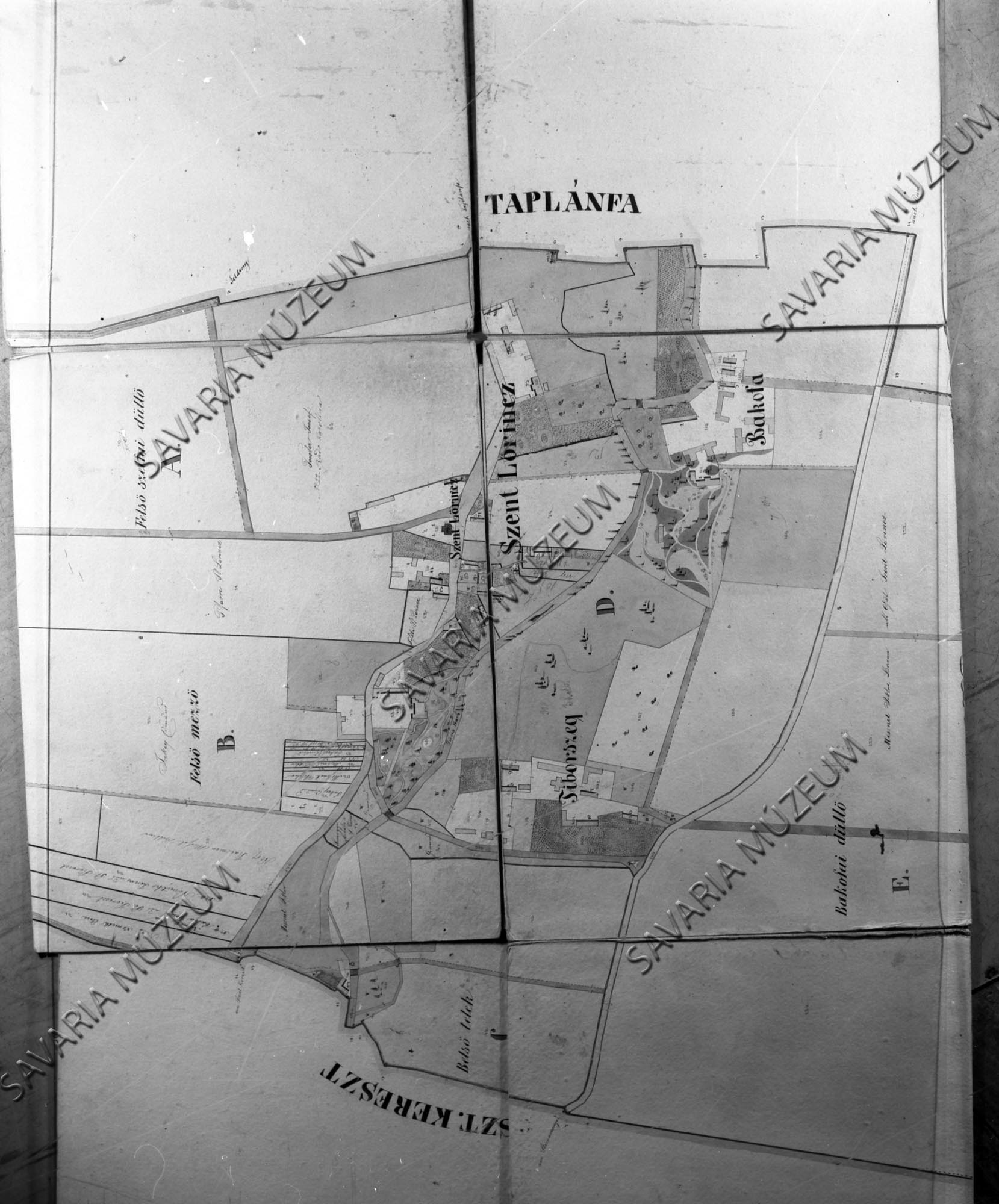 Szent Lőrincz kataszteri térképe (Savaria Megyei Hatókörű Városi Múzeum, Szombathely CC BY-NC-SA)