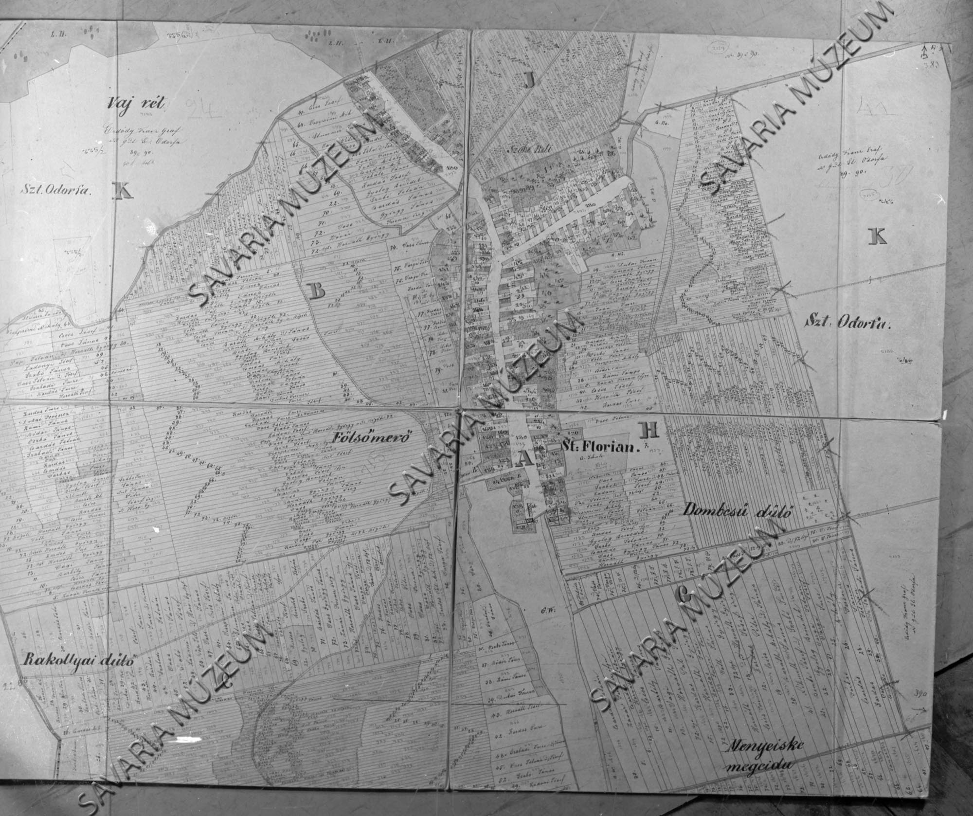 Hosszufalu kataszteri térképe (Savaria Megyei Hatókörű Városi Múzeum, Szombathely CC BY-NC-SA)