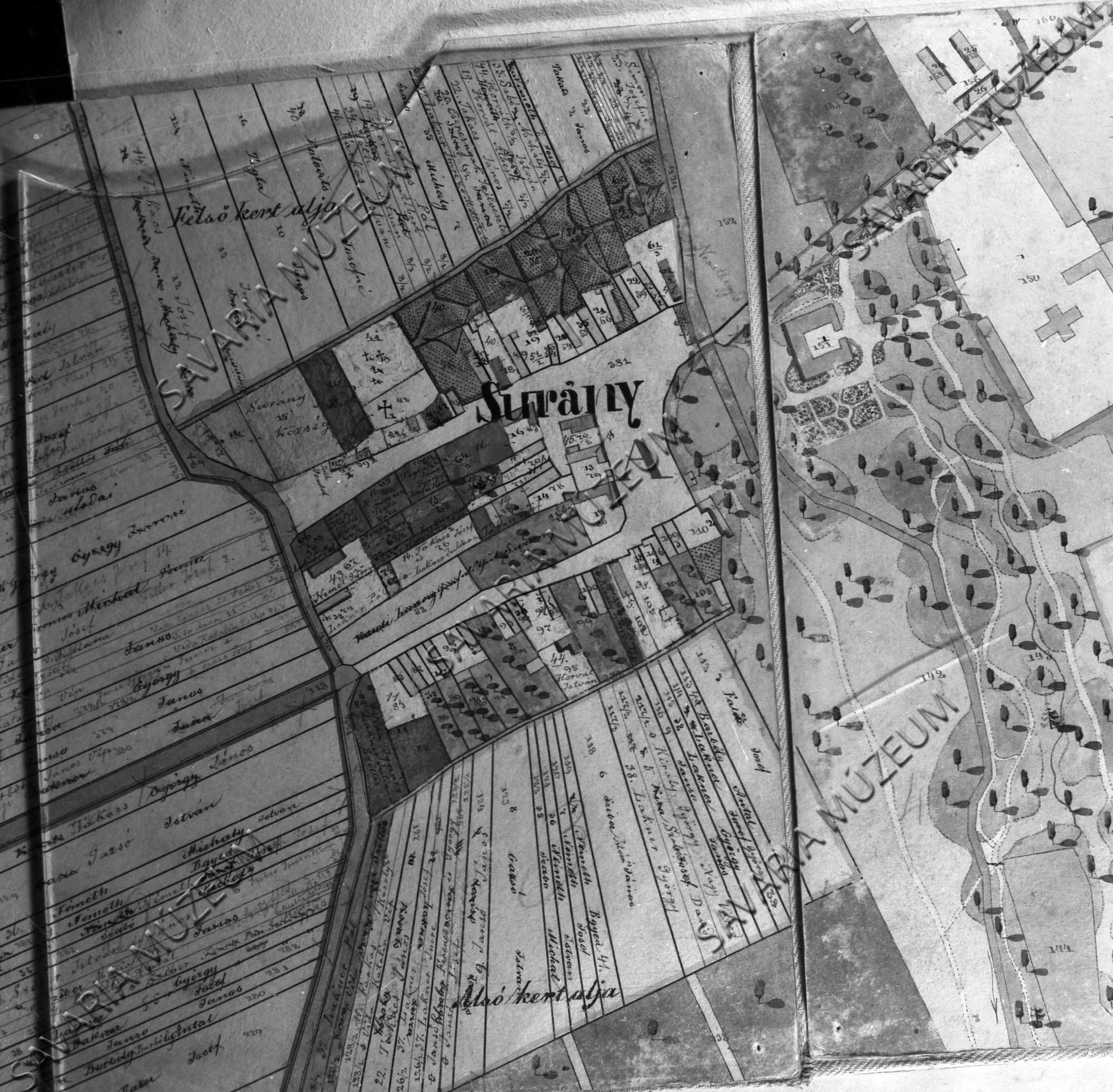 Surány kataszteri térképe (Savaria Megyei Hatókörű Városi Múzeum, Szombathely CC BY-NC-SA)
