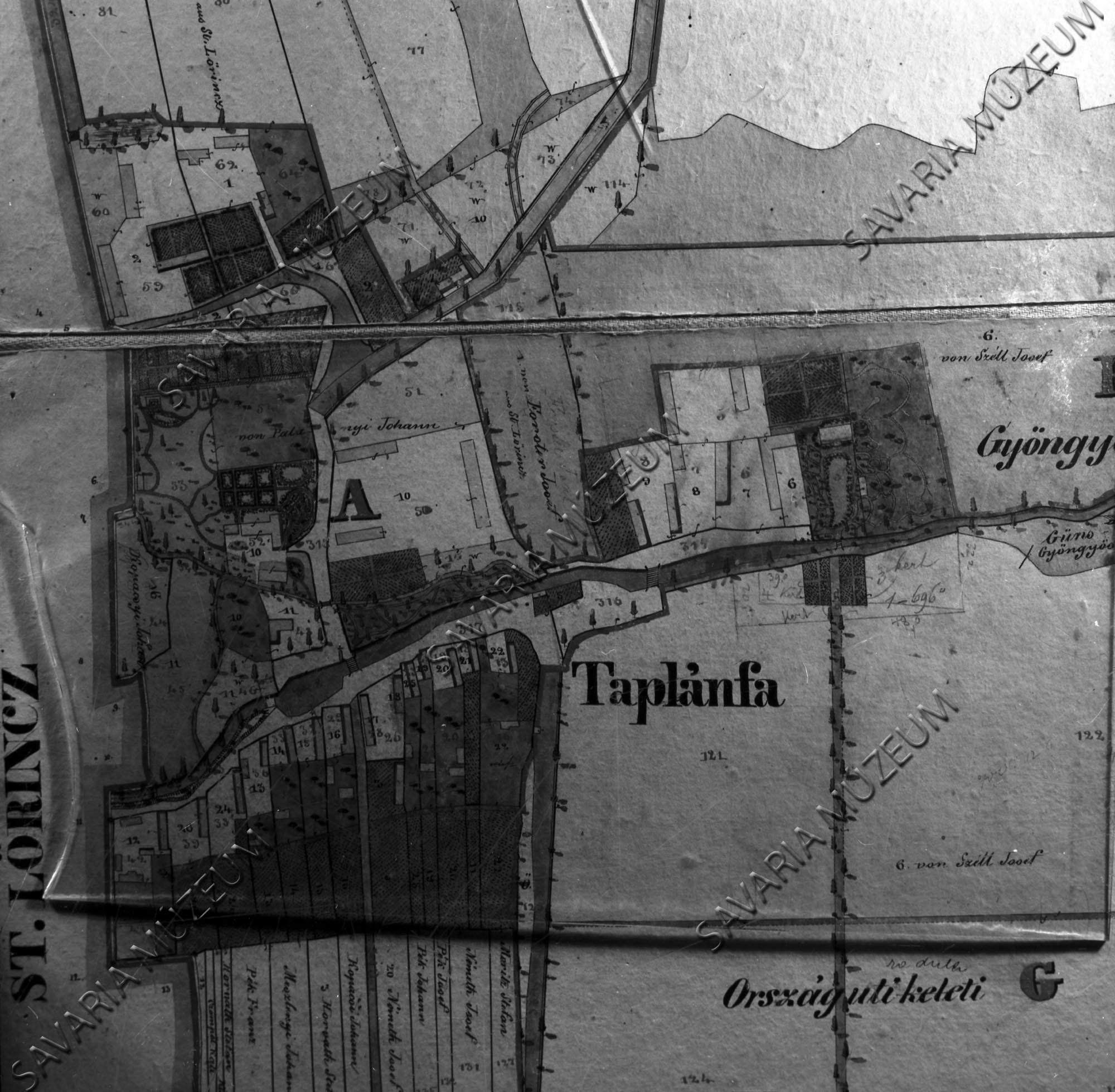 Táplánfa kataszteri térképe (Savaria Megyei Hatókörű Városi Múzeum, Szombathely CC BY-NC-SA)