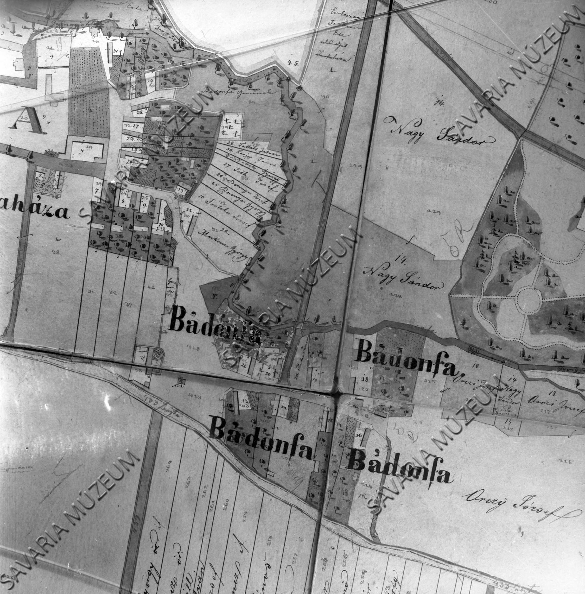 Bádonfa kataszteri térképe (Savaria Megyei Hatókörű Városi Múzeum, Szombathely CC BY-NC-SA)