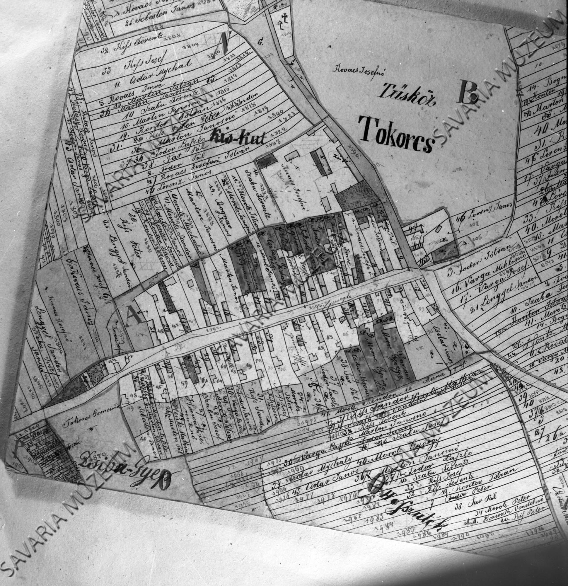 Tokorcs kataszteri térképe (Savaria Megyei Hatókörű Városi Múzeum, Szombathely CC BY-NC-SA)