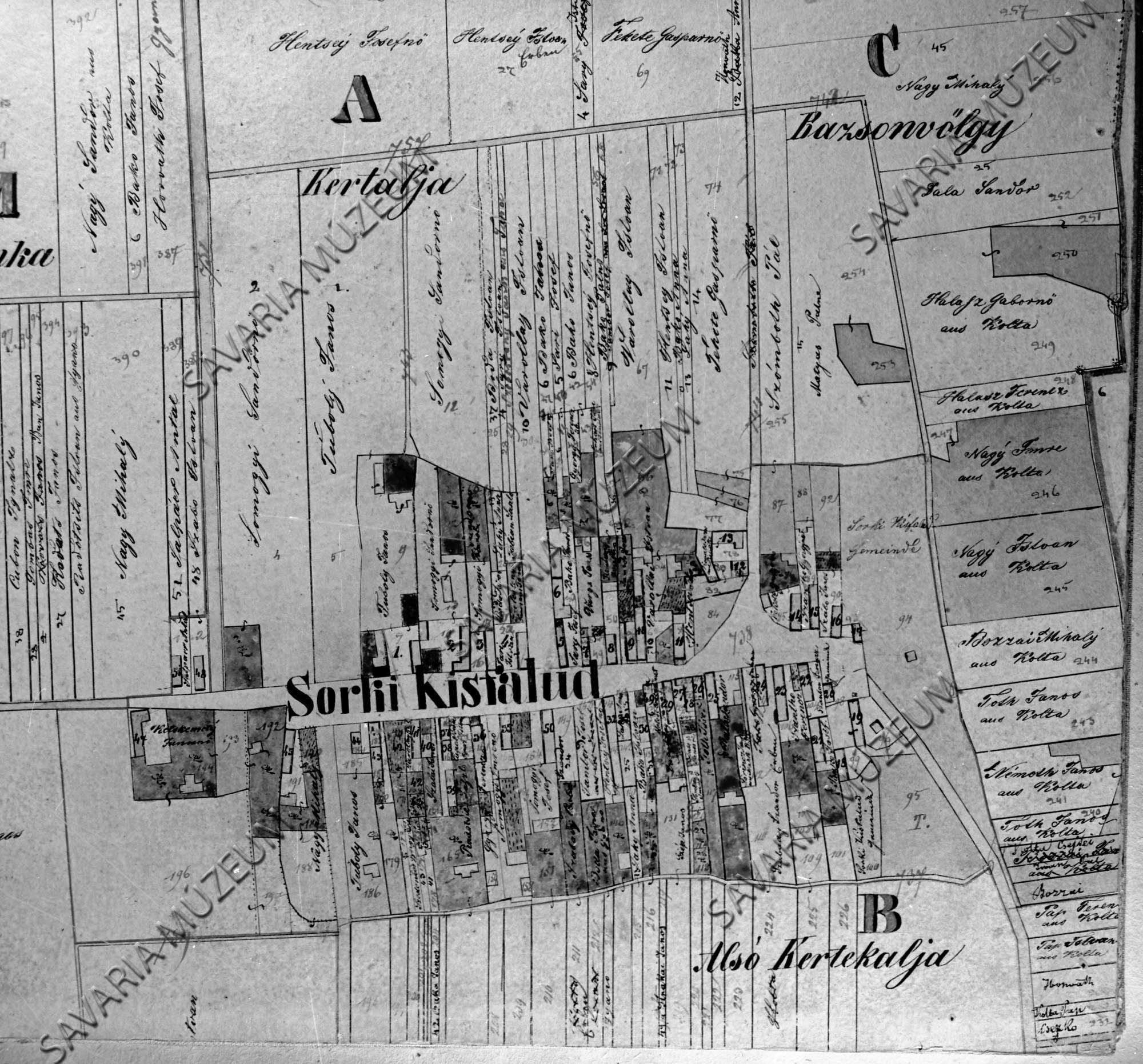 Sorki Kisfalud kataszteri térképe (Savaria Megyei Hatókörű Városi Múzeum, Szombathely CC BY-NC-SA)