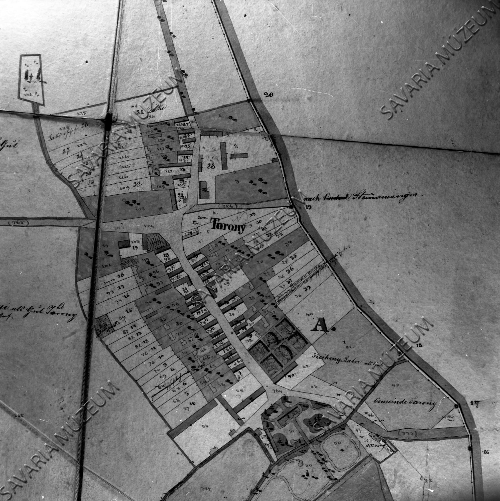 Torony kataszteri térképe (Savaria Megyei Hatókörű Városi Múzeum, Szombathely CC BY-NC-SA)