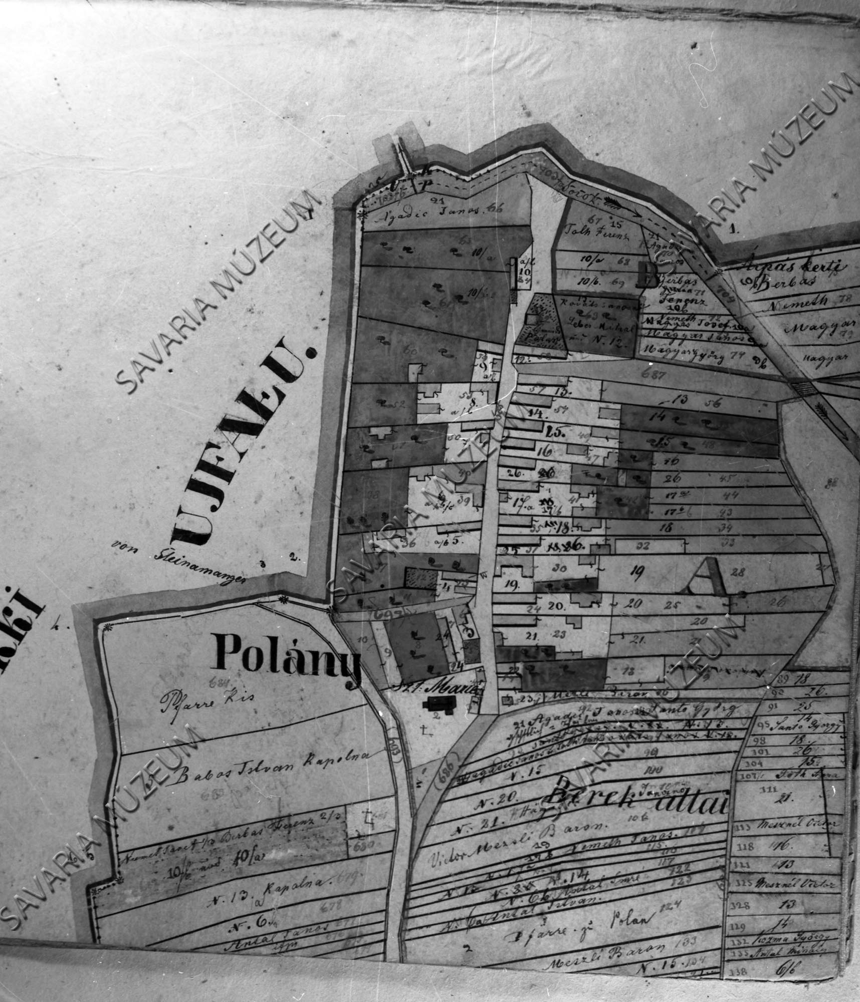 Polány kataszteri térképe (Savaria Megyei Hatókörű Városi Múzeum, Szombathely CC BY-NC-SA)