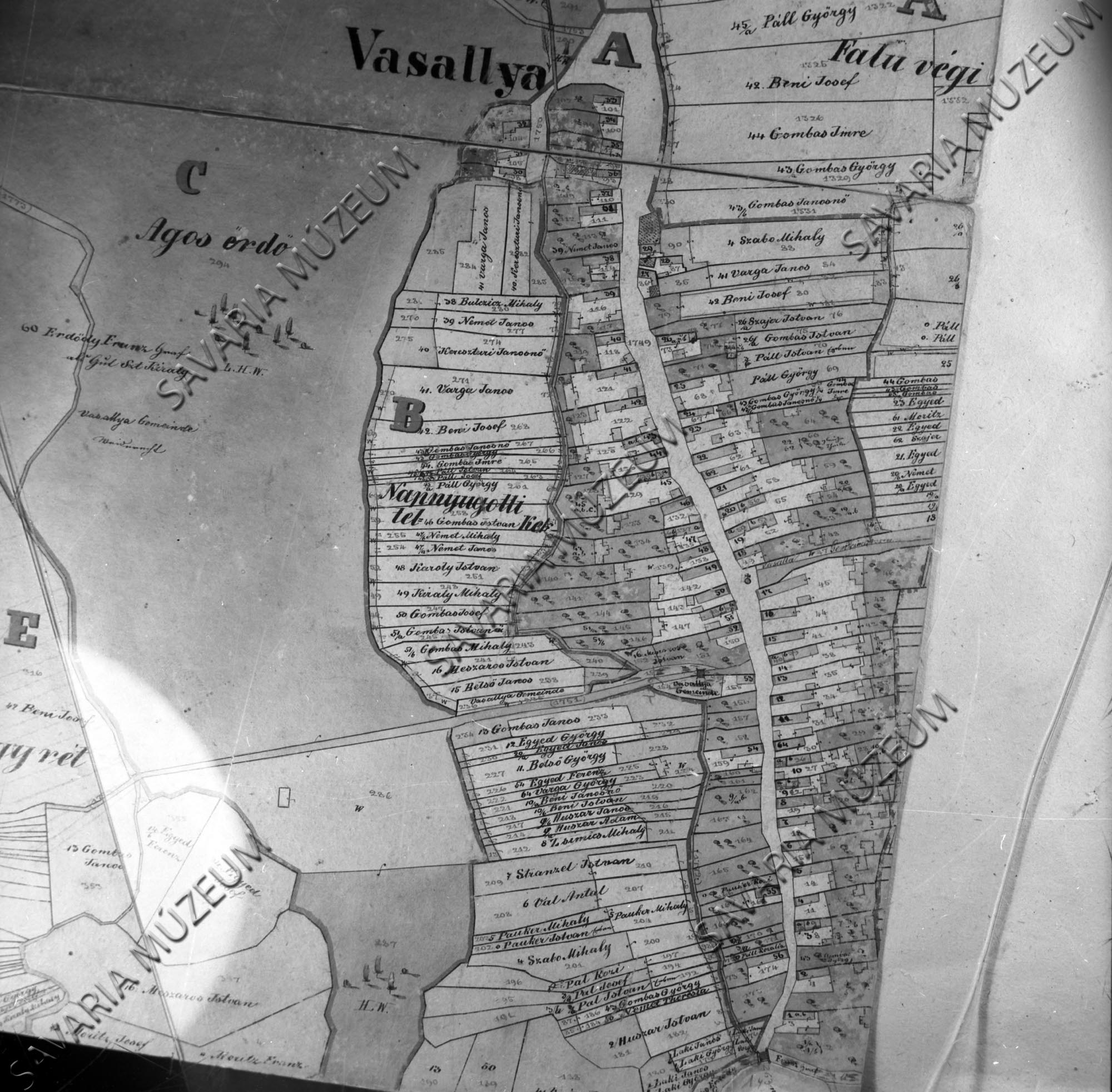 Vasalja kataszteri térképe (Savaria Megyei Hatókörű Városi Múzeum, Szombathely CC BY-NC-SA)
