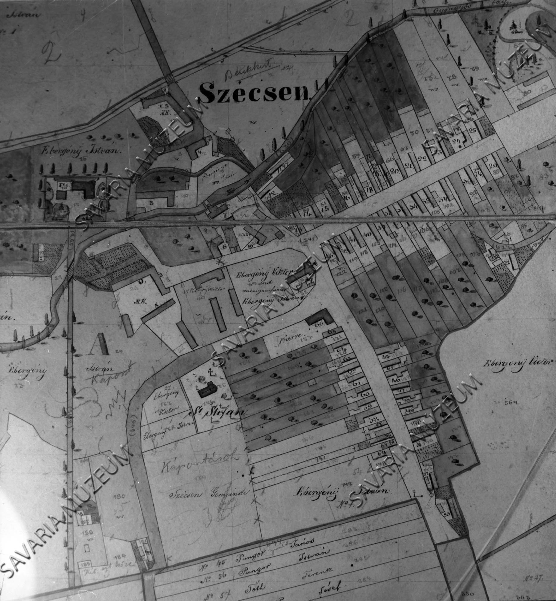 Szécsen kataszteri térképe (Savaria Megyei Hatókörű Városi Múzeum, Szombathely CC BY-NC-SA)